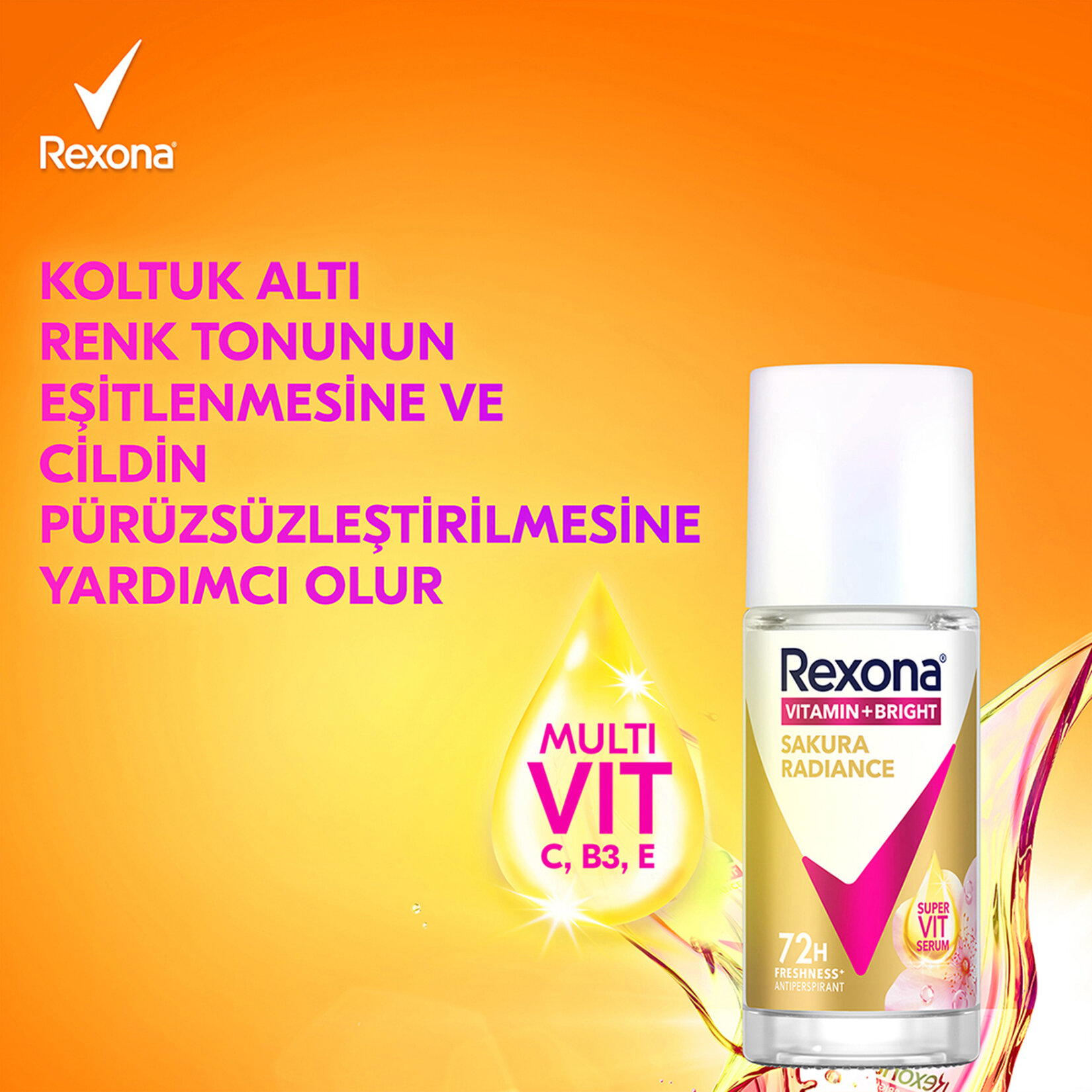 Rexona Vitamin + Bright Sakura Radiance Kadın Roll On 45Ml - Görsel 3