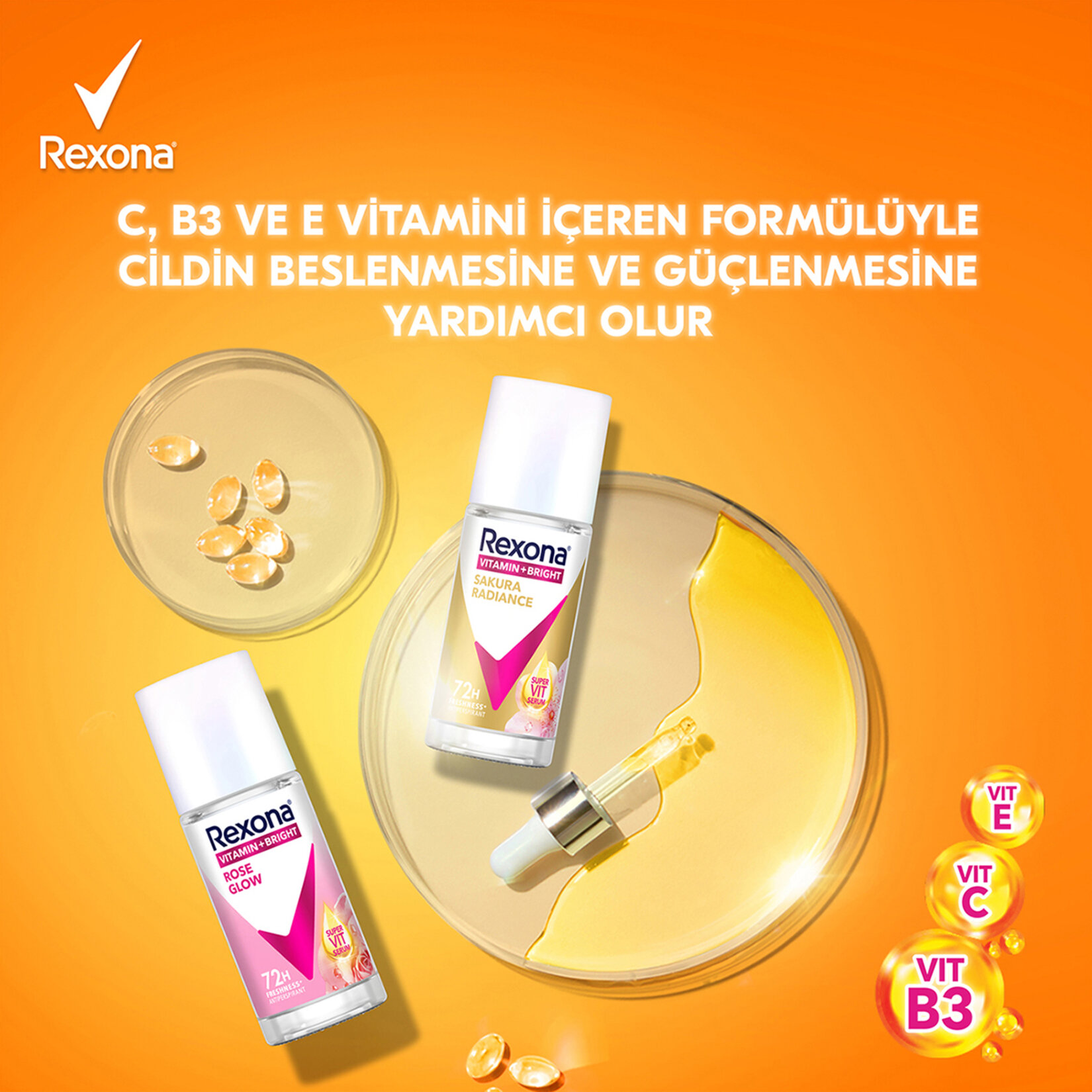 Rexona Vitamin + Bright Sakura Radiance Kadın Roll On 45Ml - Görsel 4