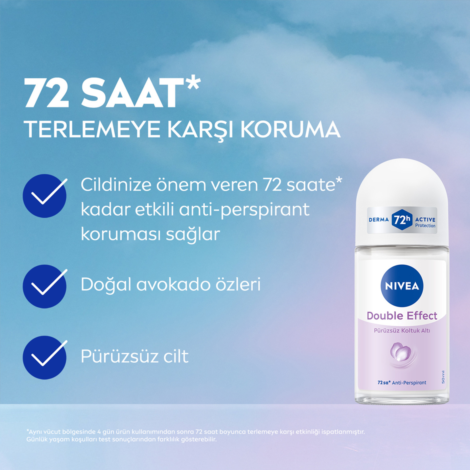 NIVEA Kadın Roll-On Deodorant Double Effect 50 Ml - Görsel 3