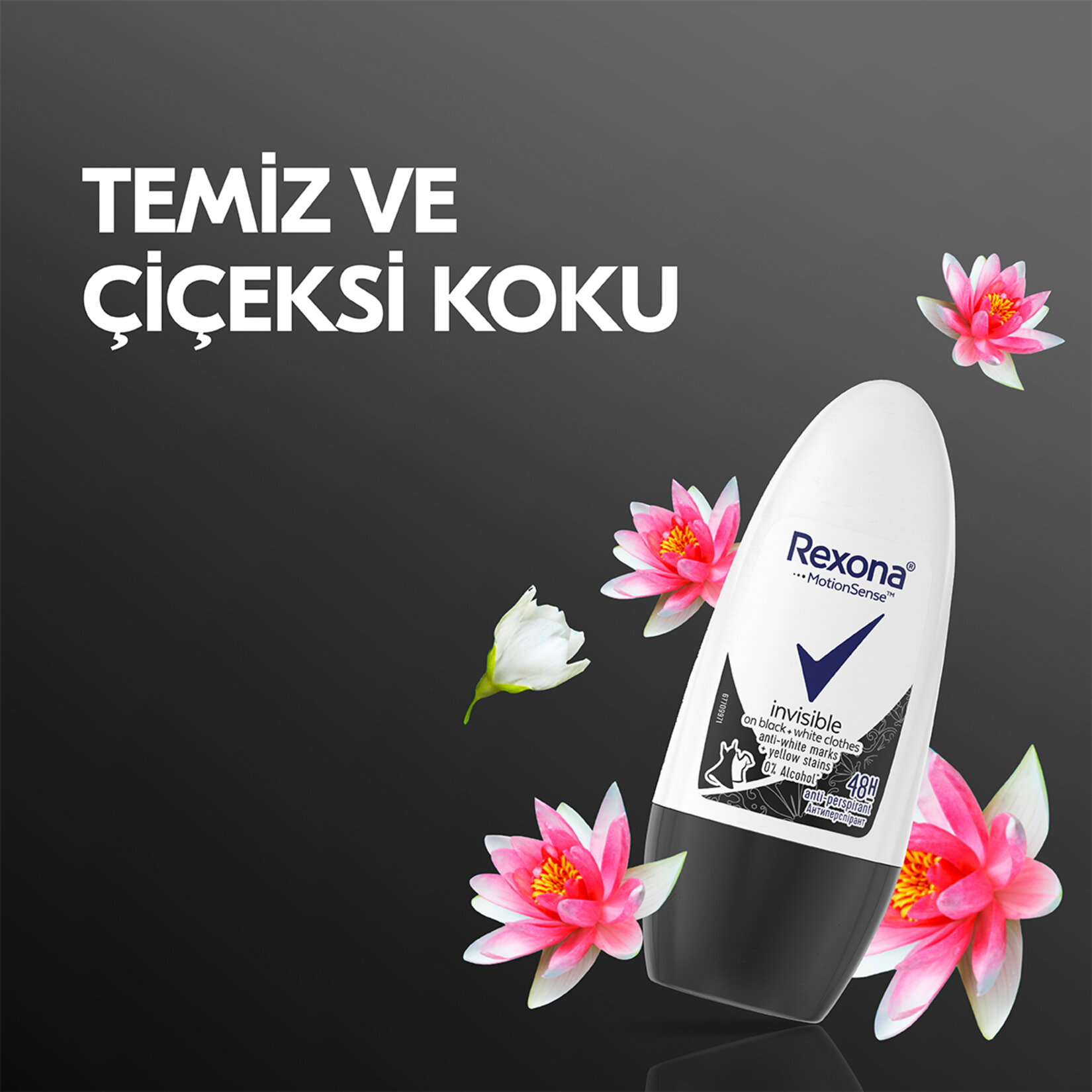 Rexona Kadın Roll On Deodorant Invisible Black White 50 ml - Görsel 4