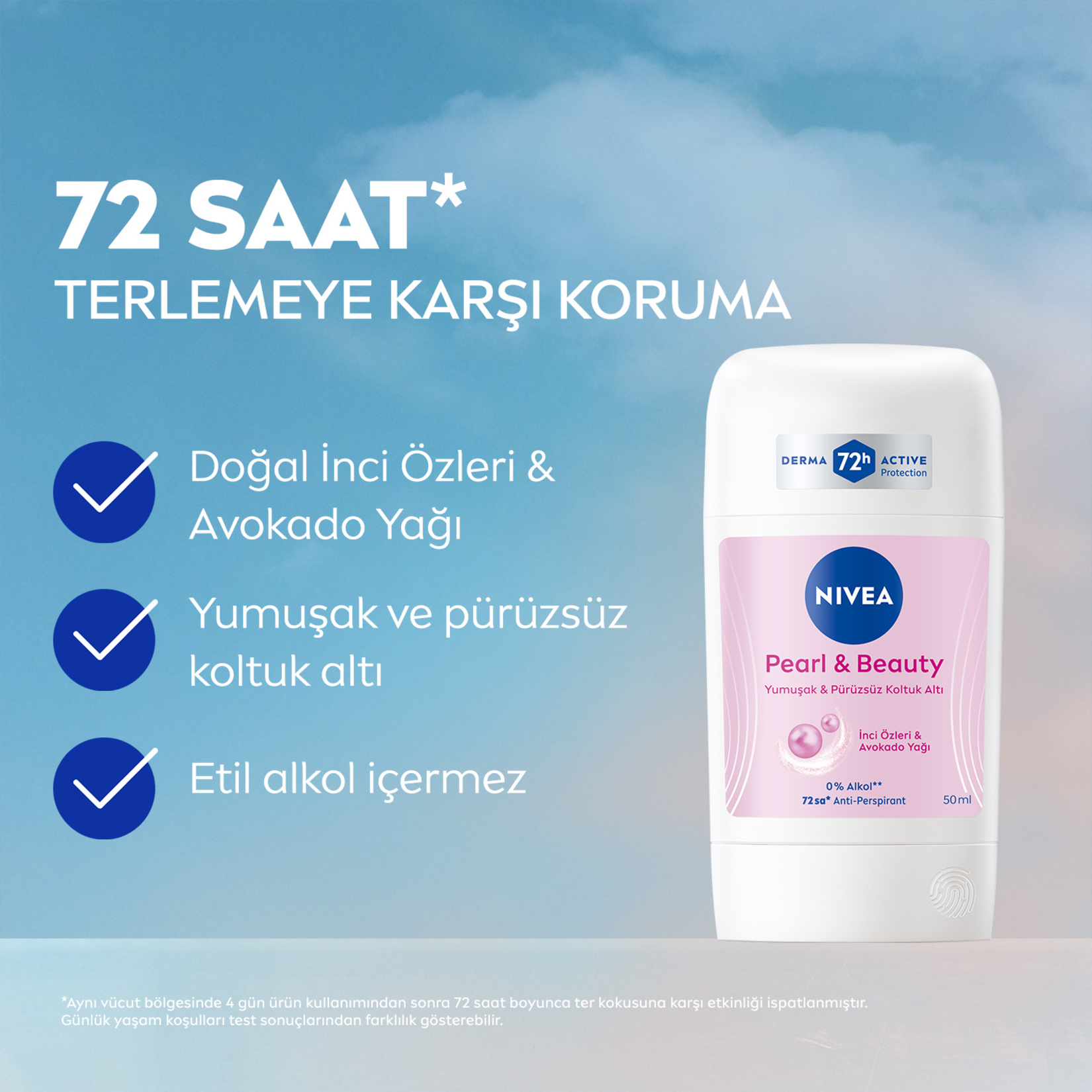 NIVEA Kadın Stick Deodorant Pearl&Beauty 72 Saat Anti-perspirant 50 Ml - Görsel 2