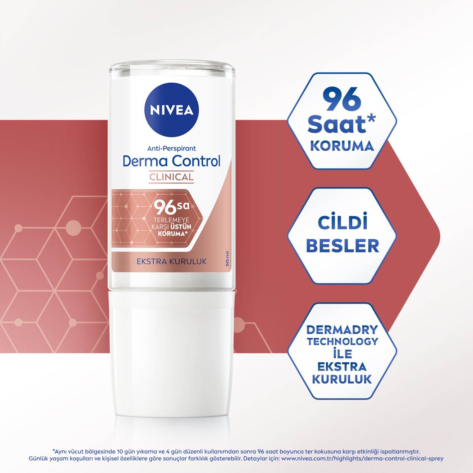 NIVEA Kadın Roll-on Deodorant Derma Control Clinical 50 Ml - Görsel 3