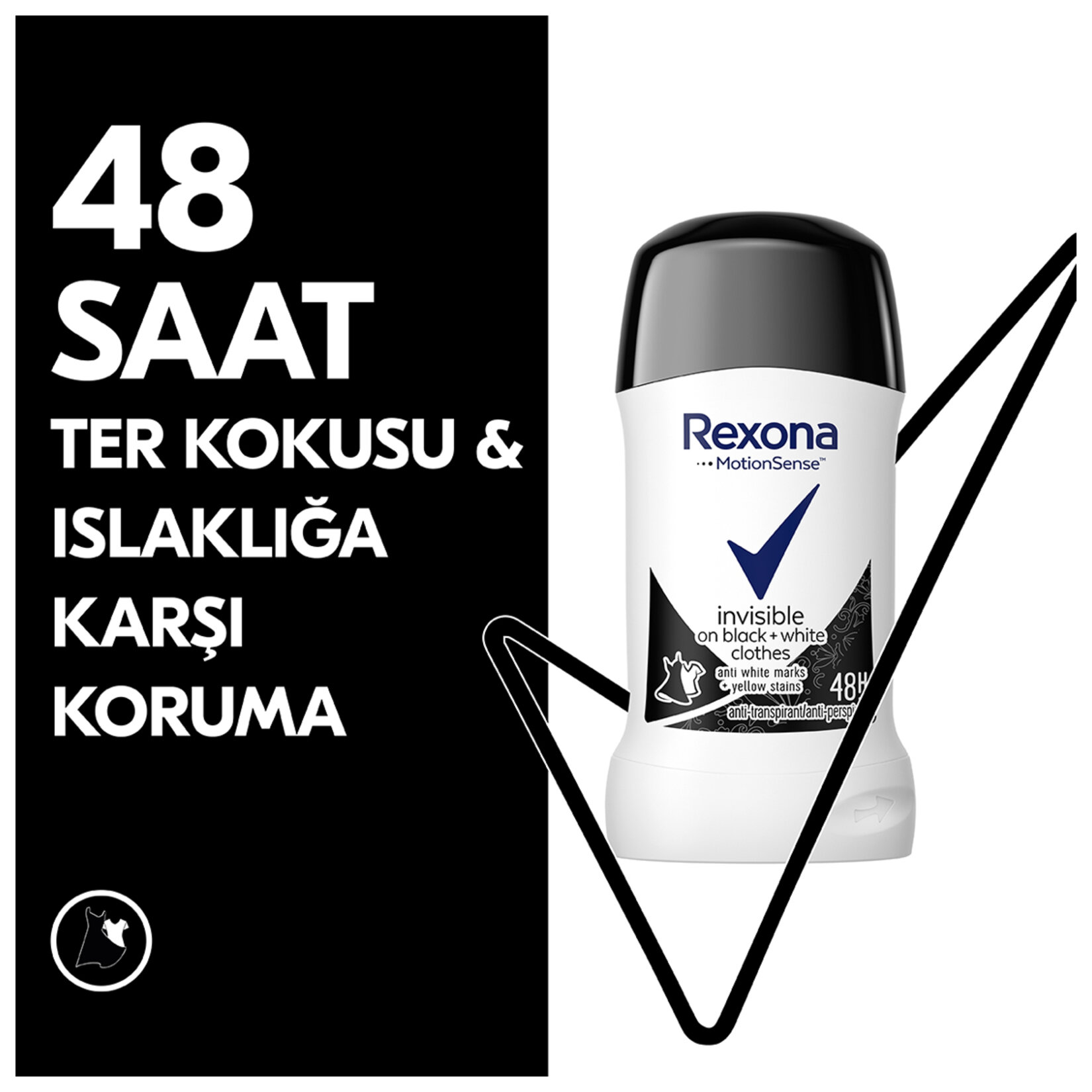 Rexona MotionSense Kadın Stick Deodorant Invisible On Black + White Clothes 40 ml - Görsel 3