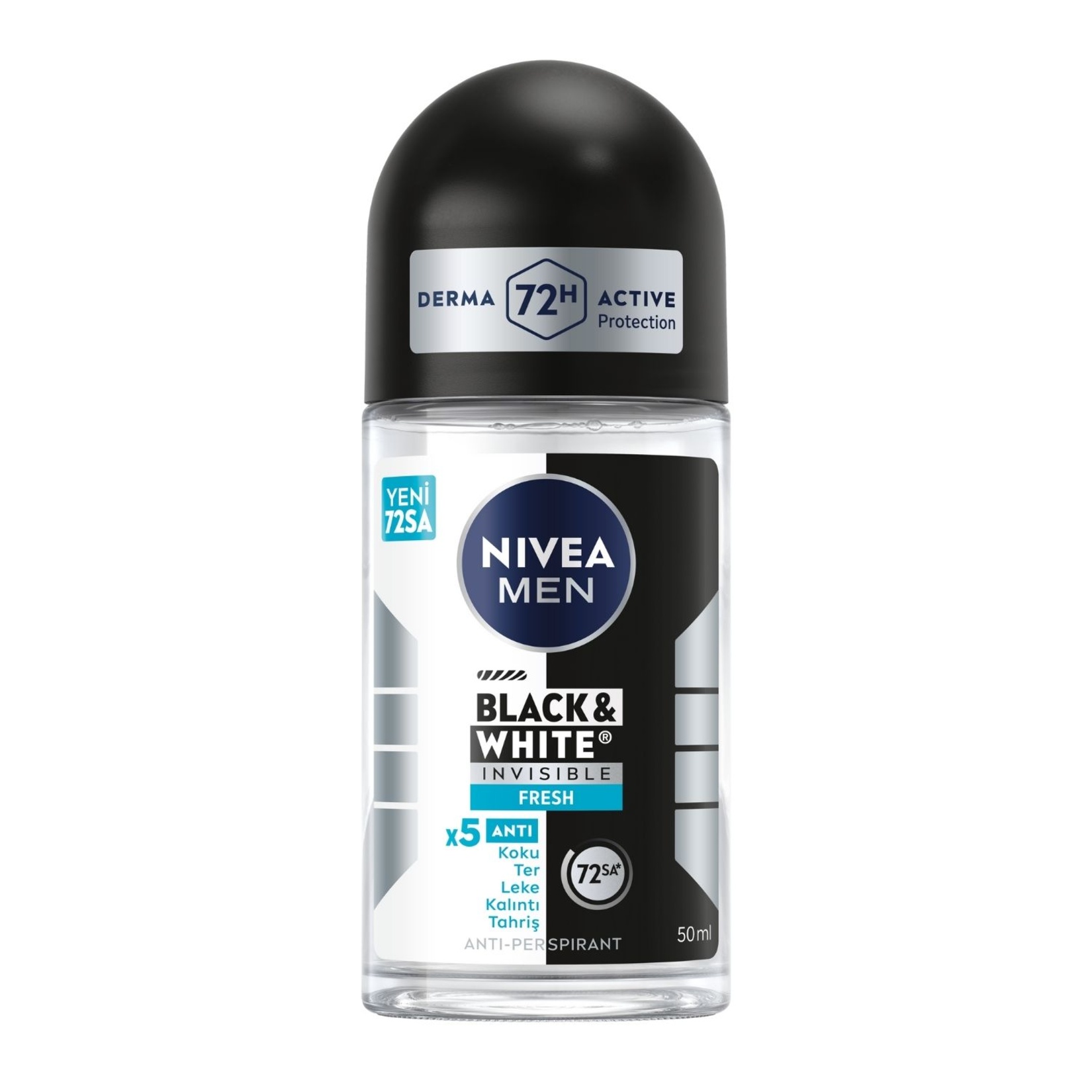 NIVEA MEN Erkek Roll-On Deodorant Black&White Invisible Fresh 50 Ml - Görsel 1