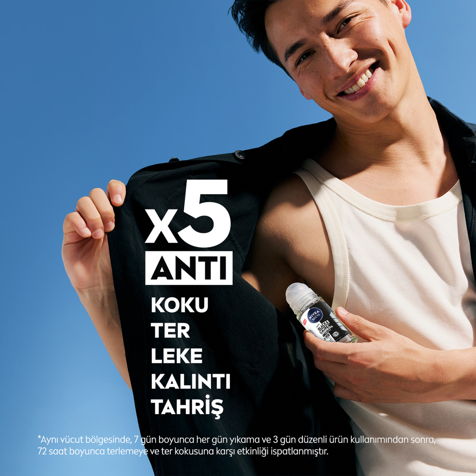NIVEA MEN Erkek Roll-On Deodorant Black&White Invisible Fresh 50 Ml - Görsel 5