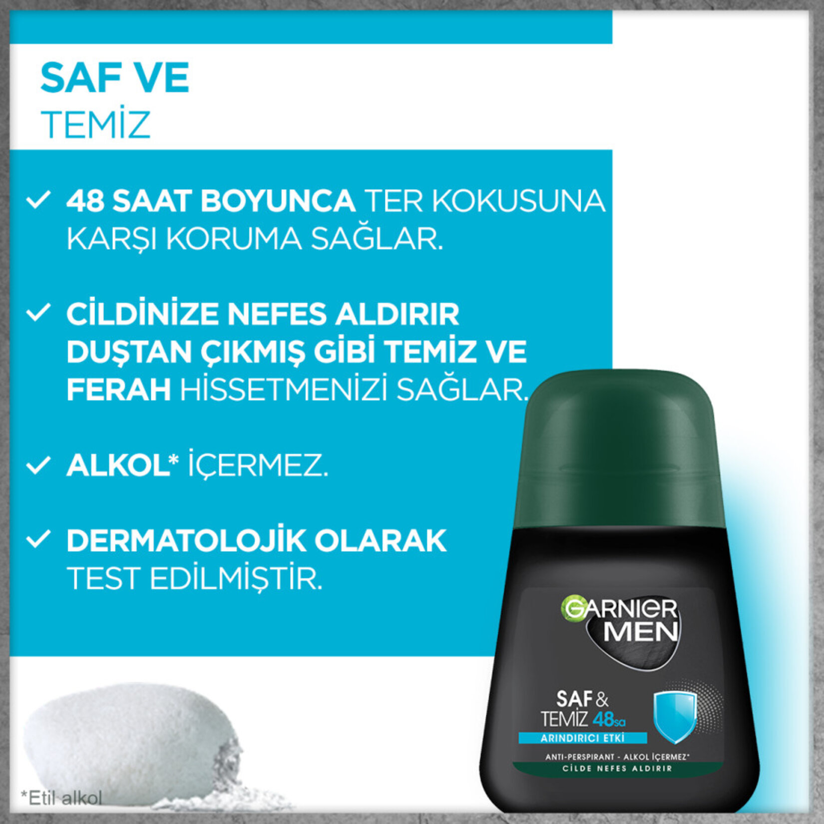 Garnier Men Saf ve Temiz Roll-On Deodorant - Görsel 3