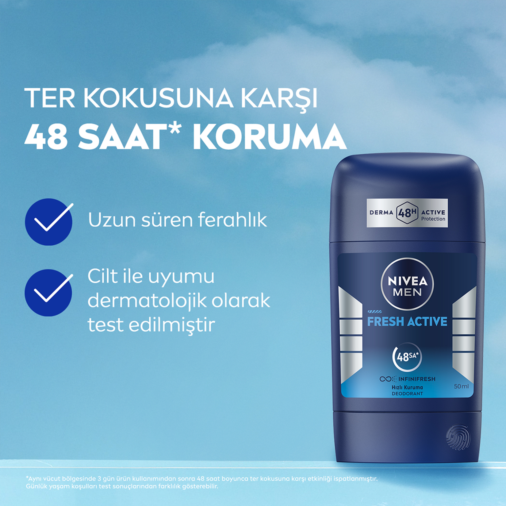 NIVEA MEN Erkek Stick Deodorant Fresh Active 50 Ml - Görsel 3