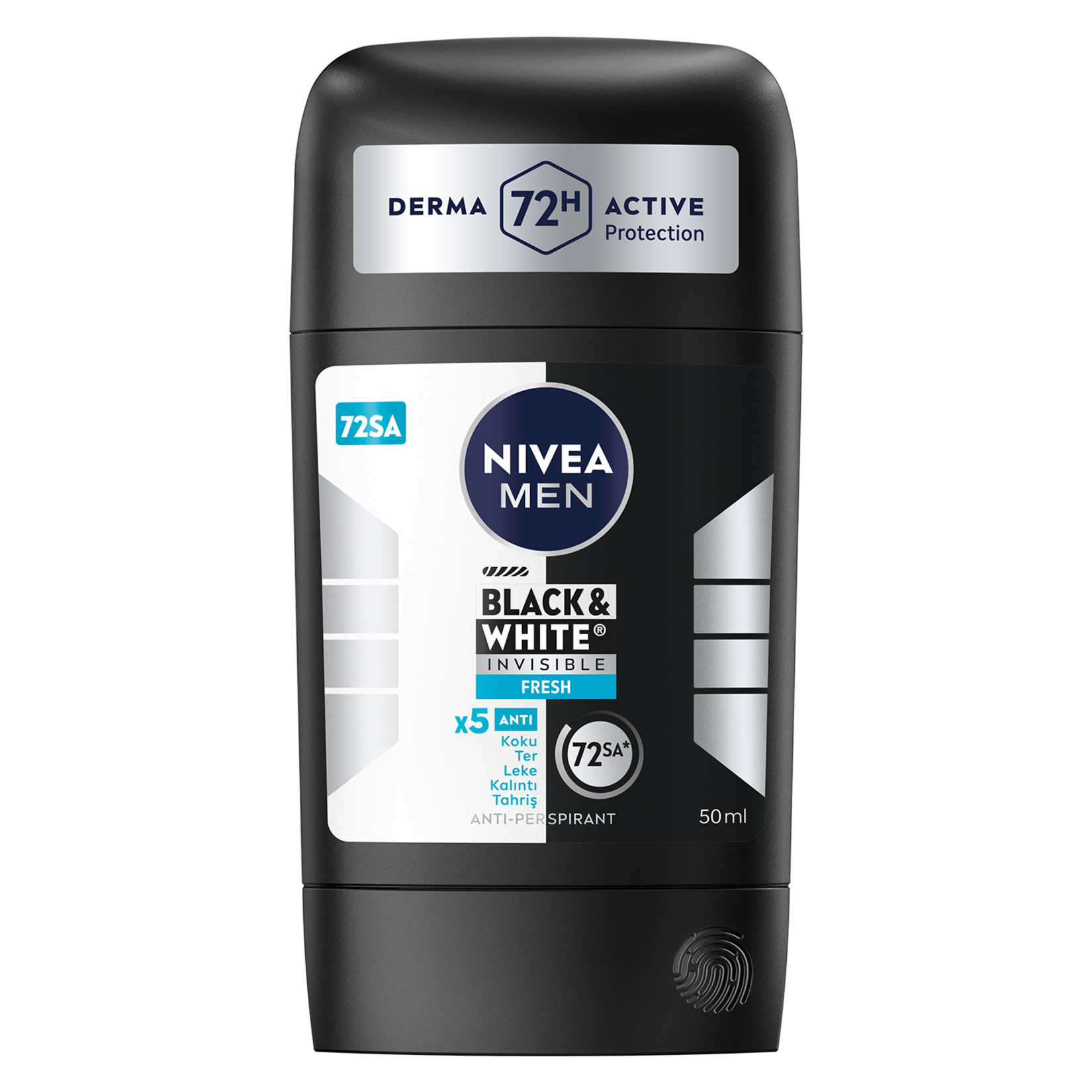 NIVEA MEN Erkek Stick Deodorant Black&White Invisible Fresh 50 Ml, 72 Saat Anti-perspirant - Görsel 1