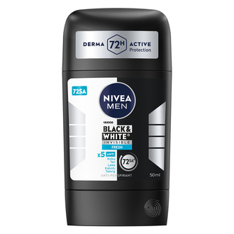 NIVEA MEN Erkek Stick Deodorant Black&White Invisible Fresh 50 Ml, 72 Saat Anti-perspirant