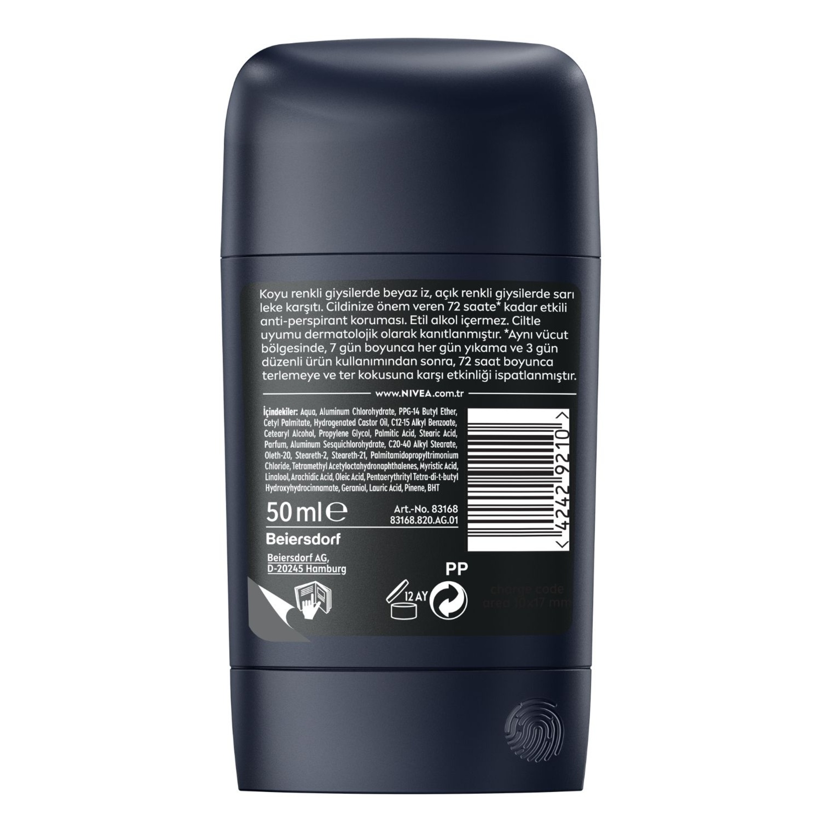 NIVEA MEN Erkek Stick Deodorant Black&White Invisible Fresh 50 Ml, 72 Saat Anti-perspirant - Görsel 2