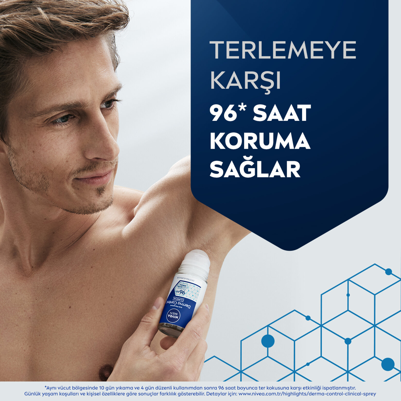 NIVEA MEN Roll-on deodorant Derma Control Clinical 96 saat Anti-perspirant  50ml - Görsel 2