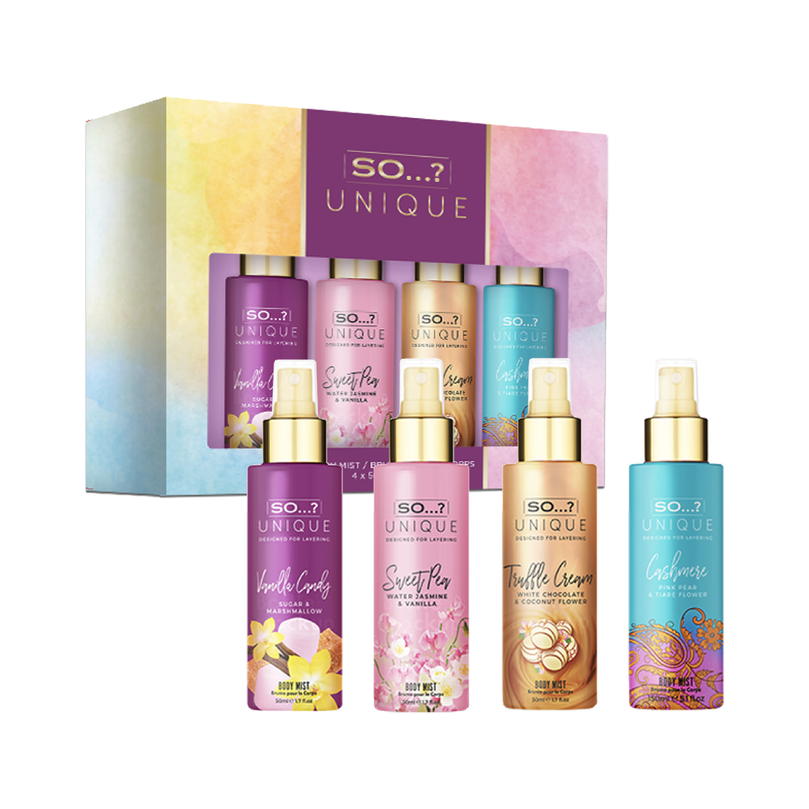 So...? Unique Mini Vücut Spreyi Hediye Seti 4x50ml - Görsel 1