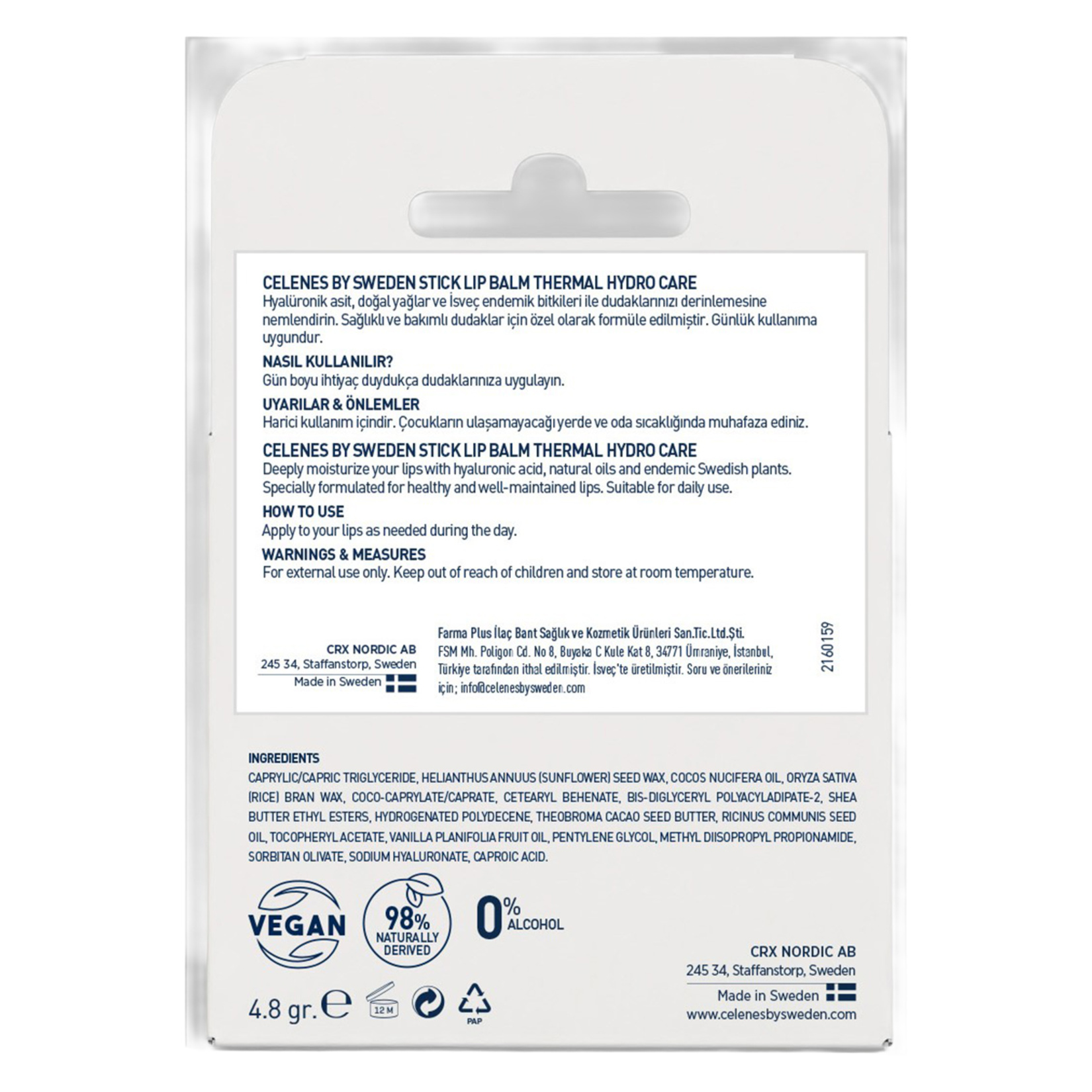 Celenes Thermal Hydro Care Stick Lip Balm 4.8 G - Görsel 2