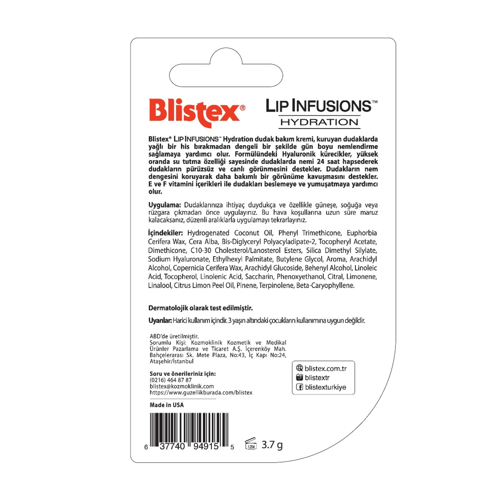 Blistex Lip Infusions Hydration Dudak Kremi - Görsel 2