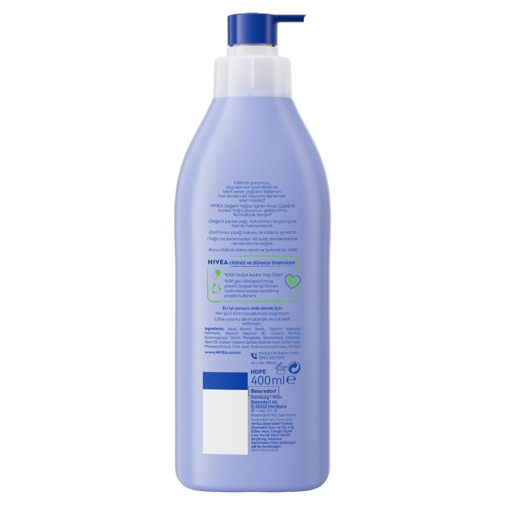NIVEA Değerli Yağlar İçeren Vücut Losyonu Kiraz Çiçeği & Jojoba Yağı  400ml - Görsel 7