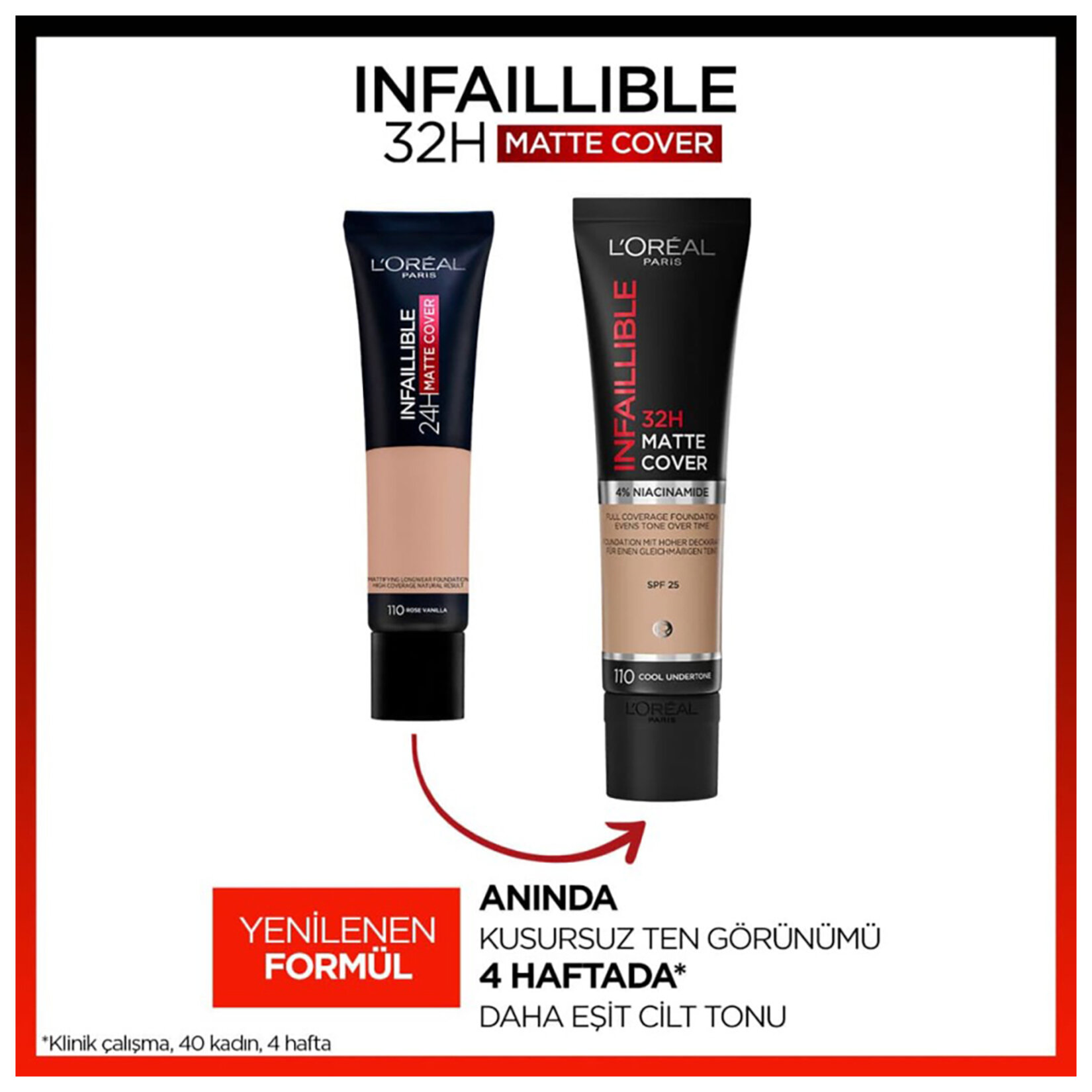 L'Oréal Paris Infaillible 24H Matte Cover Yüksek Kapatıcı Fondöten - 110 Rose Vanilla - Görsel 5