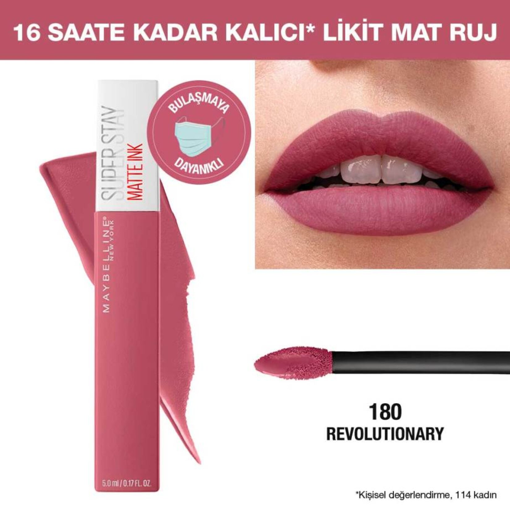 Maybelline New York Super Stay Matte Ink Likit Mat Ruj - 180 Revolutionary - Pembe - Görsel 5