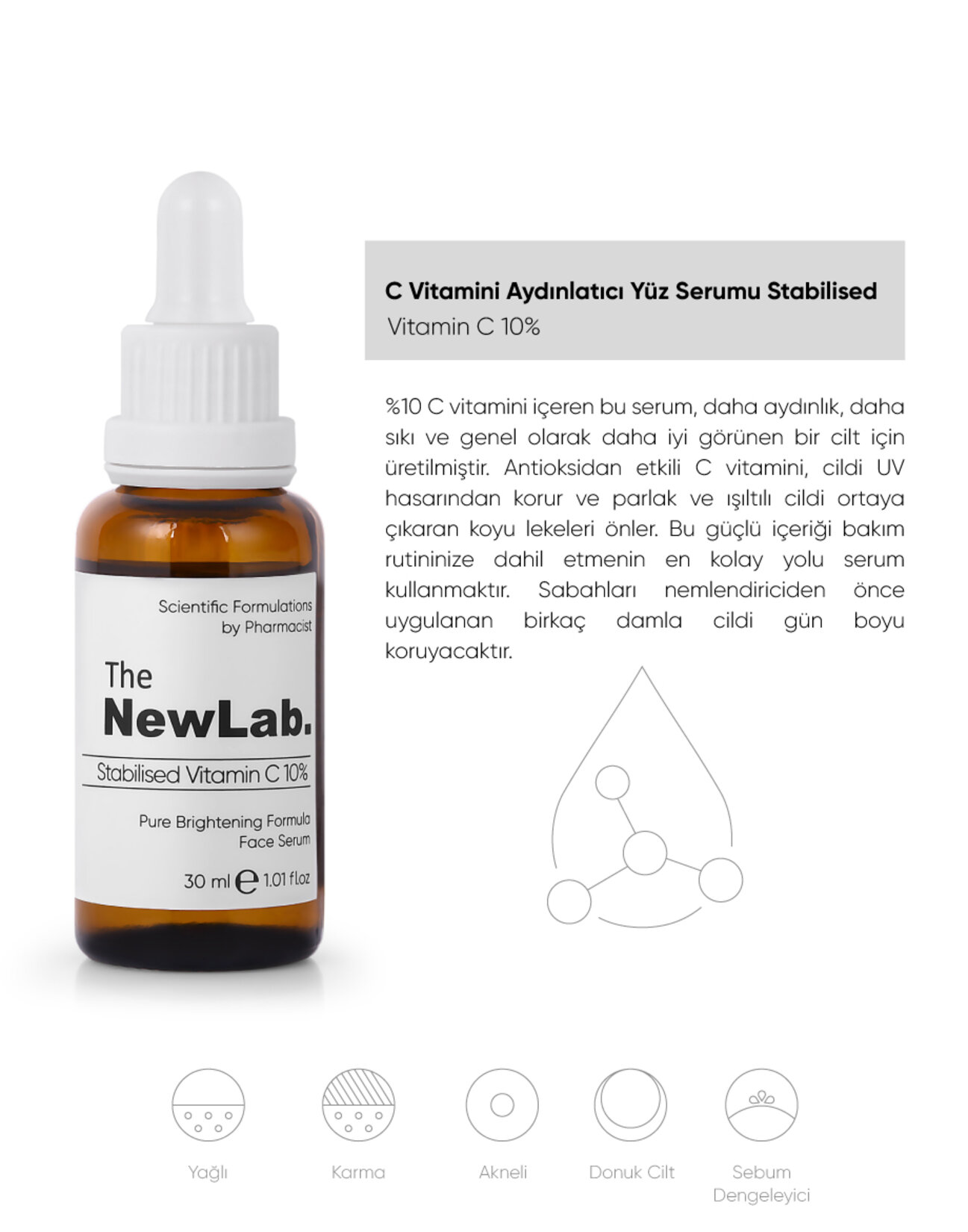 The Newlab Aydınlatıcı Renk Tonu Eşitleyici C Vitamini 30Ml - Görsel 2