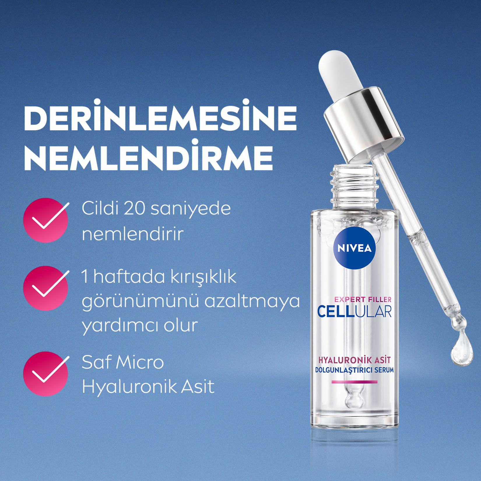 NIVEA Cellular Expert Filler Dolgunlaştırıcı Cilt Serumu 30 ml - Görsel 3
