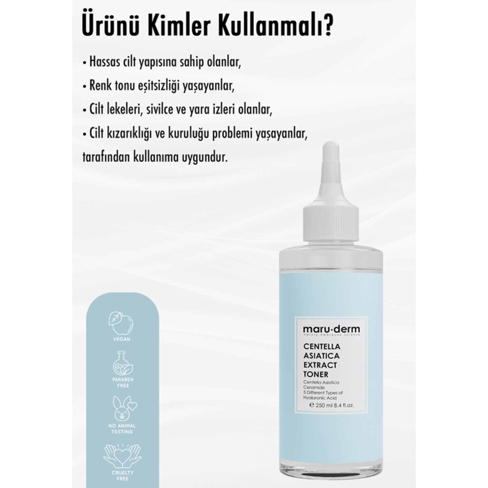 Maruderm Centella Yatıştırıcı & Ceramide Nemlendirici Tonik 250Ml - Görsel 4