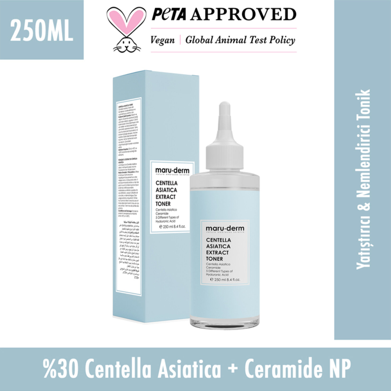 Maruderm Centella Yatıştırıcı & Ceramide Nemlendirici Tonik 250Ml - Görsel 2