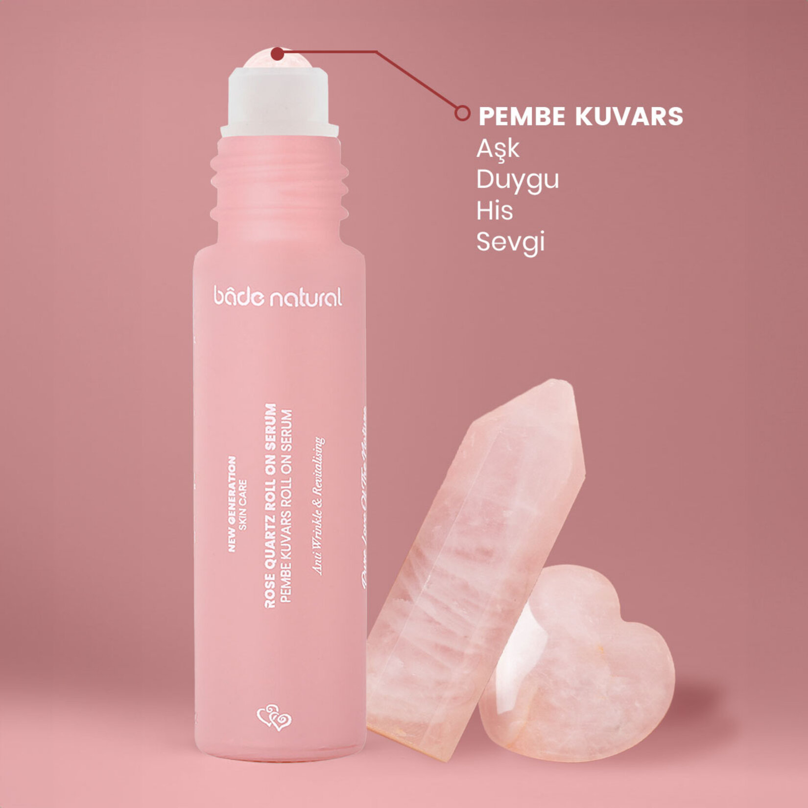 Bade Natural Pembe Kuvars Taşlı Roll On 10 Ml - Görsel 2