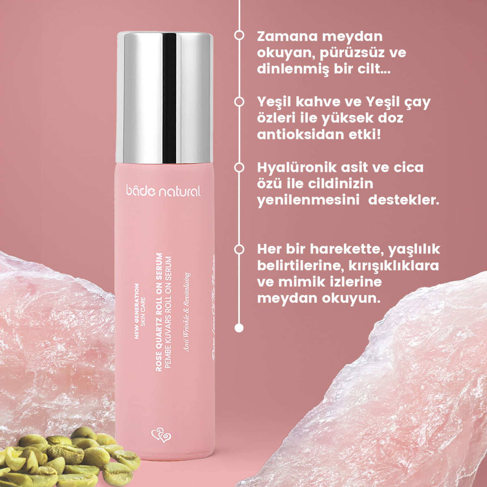 Bade Natural Pembe Kuvars Taşlı Roll On 10 Ml - Görsel 3
