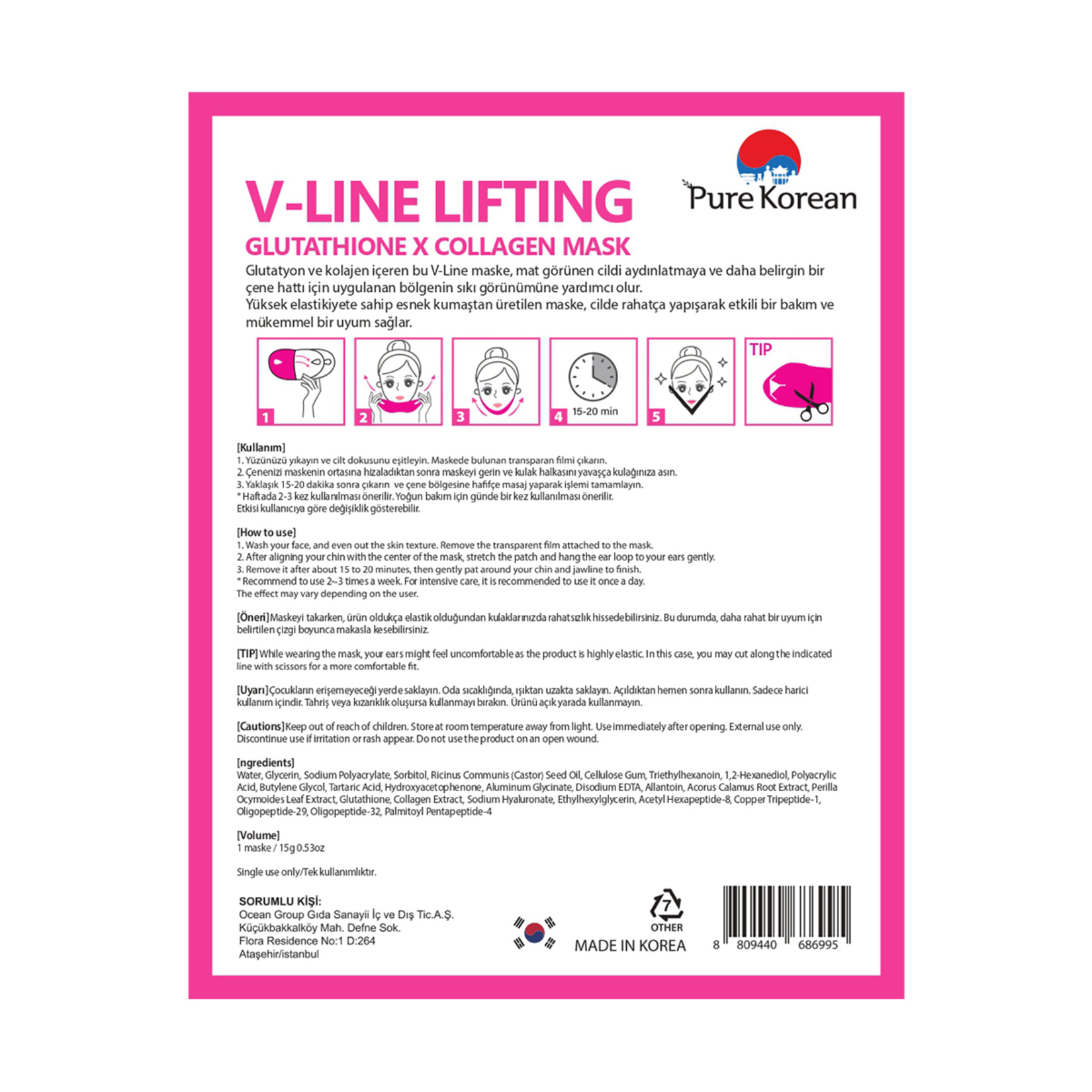 Pure Korean V-Line Lifting Maske - Görsel 2