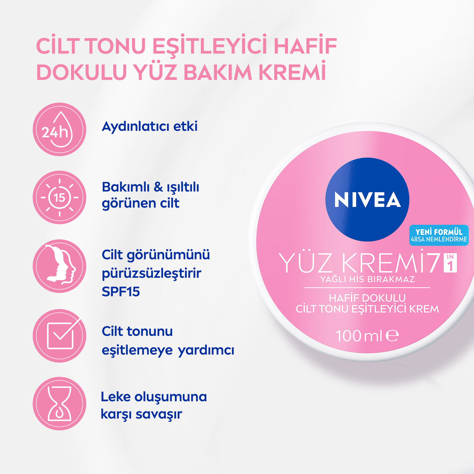 NIVEA Hafif Dokulu Cilt Tonu Eşitleyici Yüz Bakım Kremi 100 Ml - Görsel 2