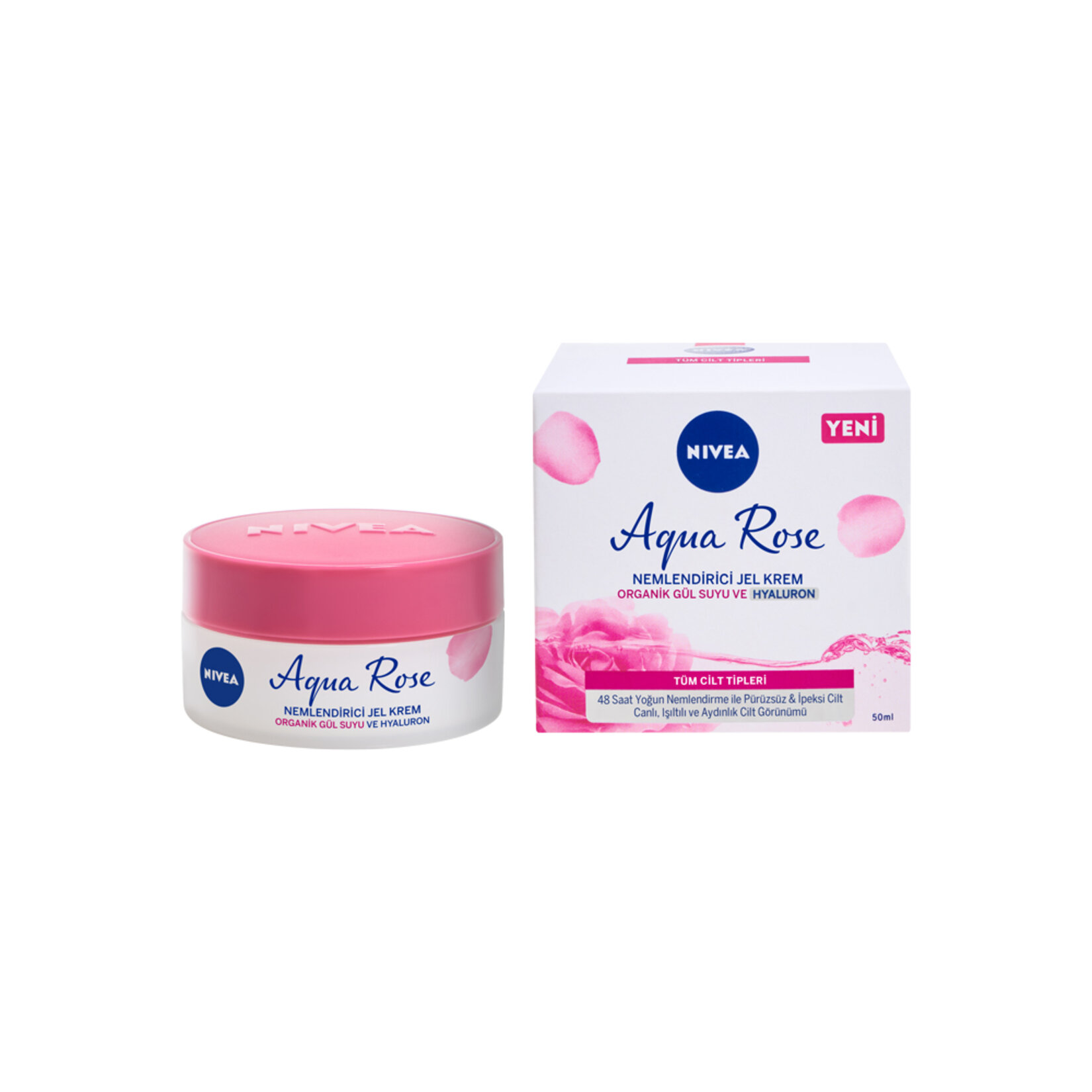 NIVEA Aqua Rose Organik Gül Suyu İçeren Nemlendirici Jel Yüz Kremi 50ml