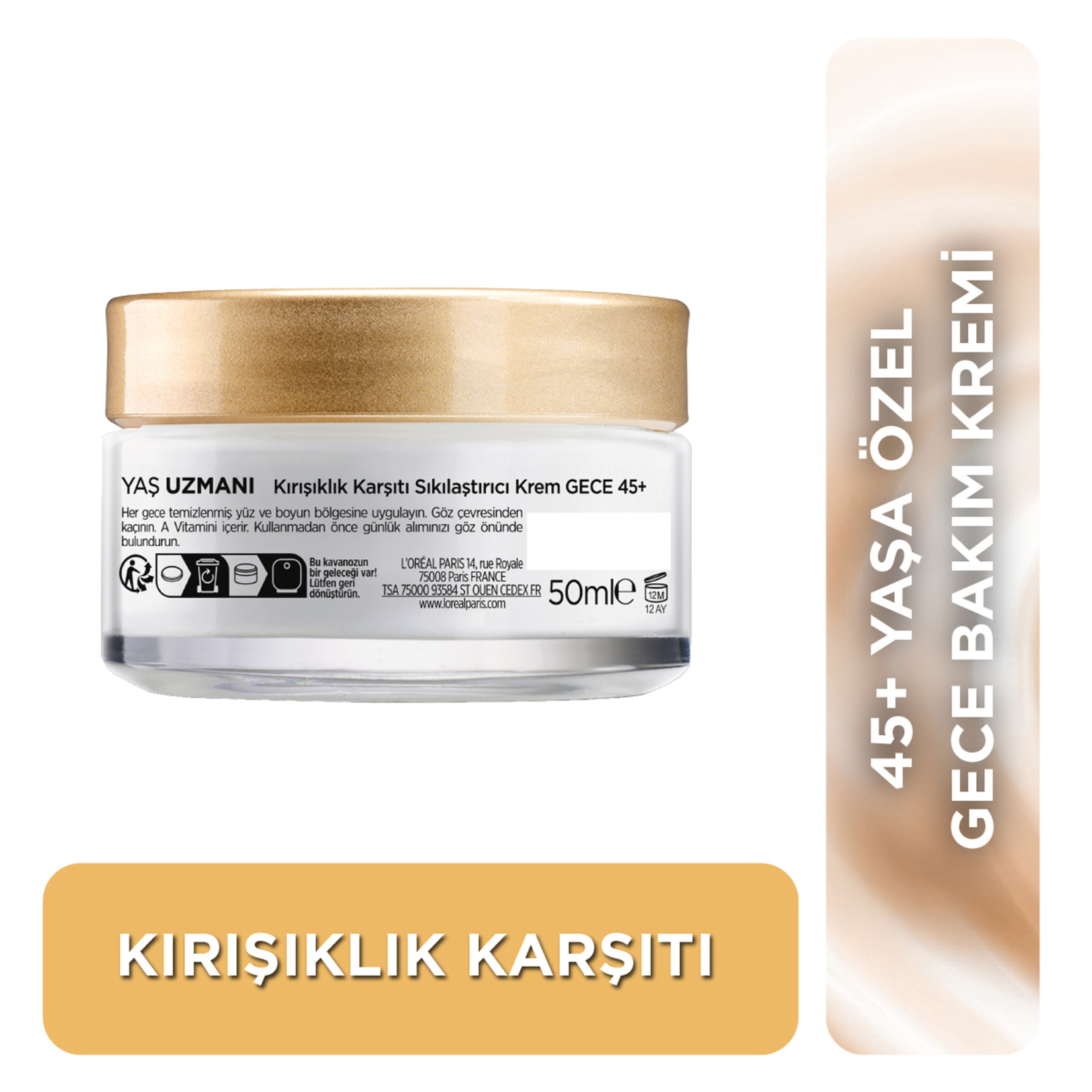 L'Oréal Paris Yaş Uzmanı 45+ Kırışıklık Karşıtı Sıkılaştırıcı Gece Kremi - Görsel 3