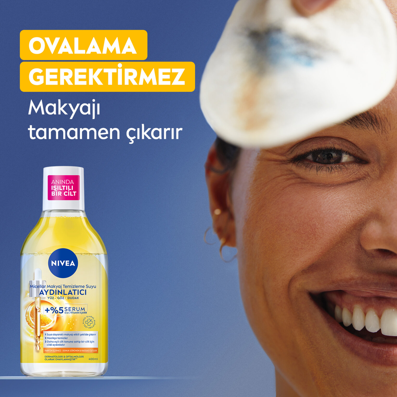 NIVEA Aydınlatıcı Serum İçerikli Micellar Makyaj Temizleme Suyu C Vitamini 400ml - Görsel 2