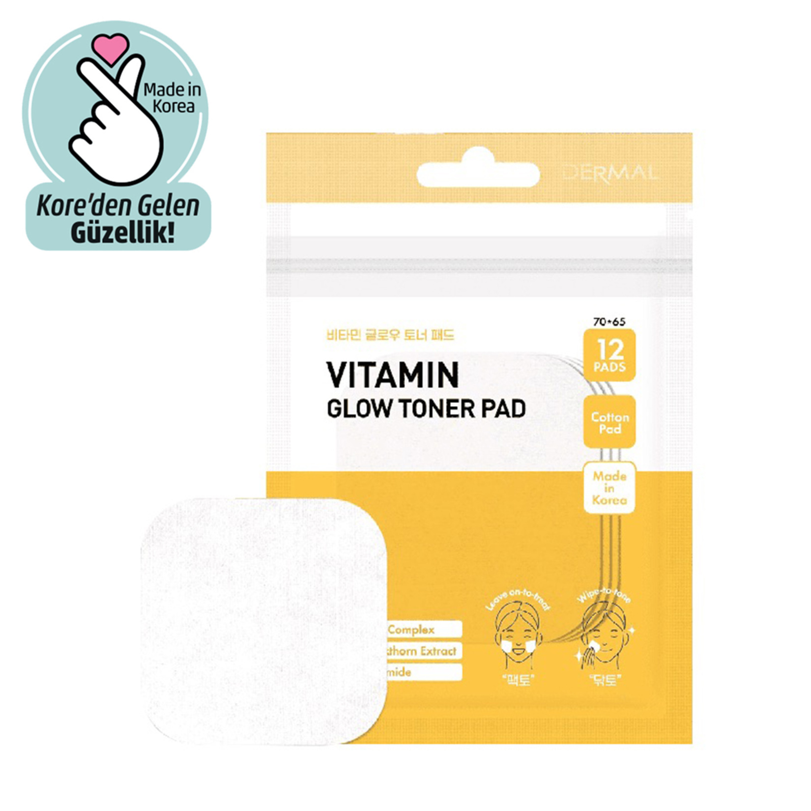 Dermal Vitamin Glow Toner Cotton 12 Ped - Görsel 1