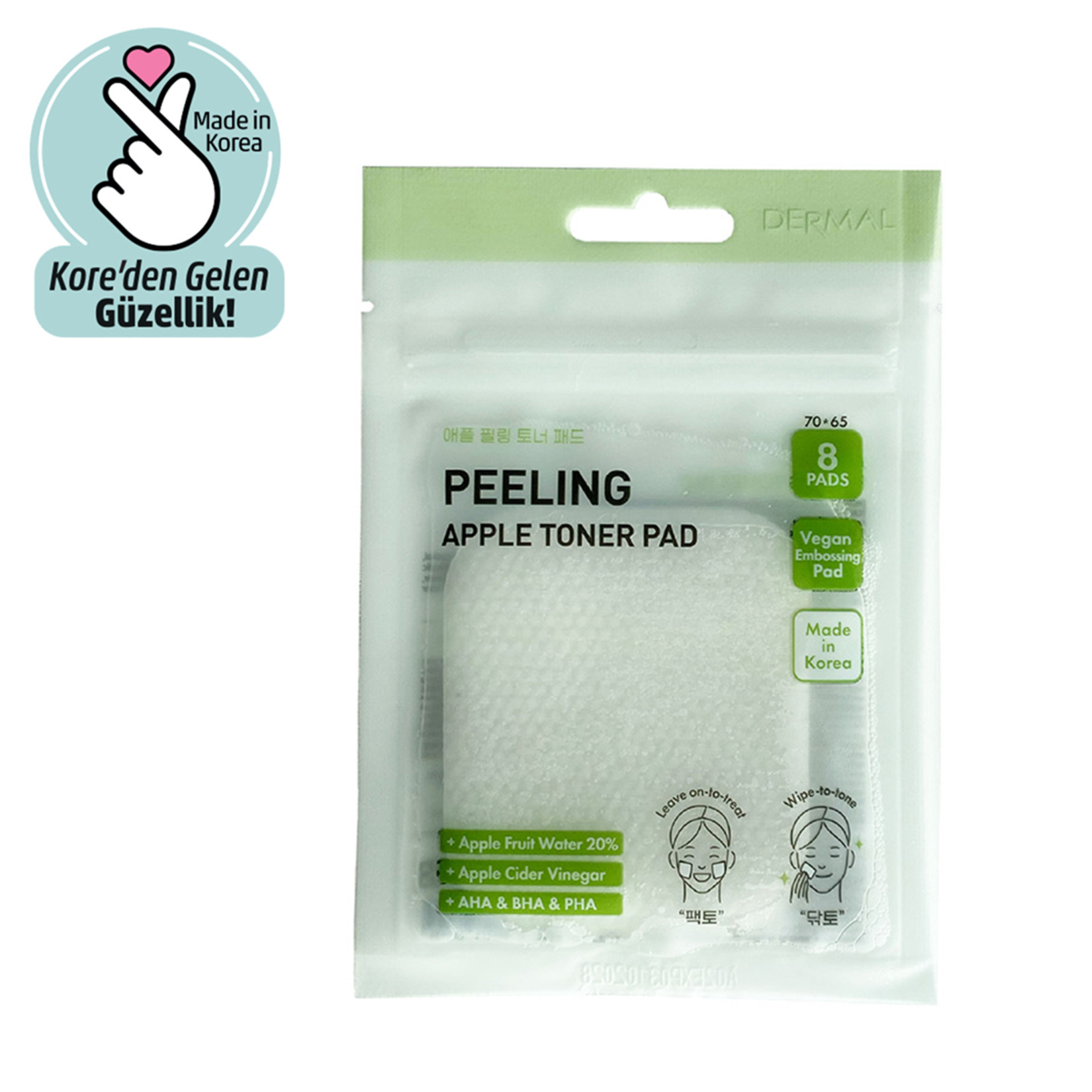 Dermal Peeling Apple Toner Cotton 8 Ped - Görsel 1