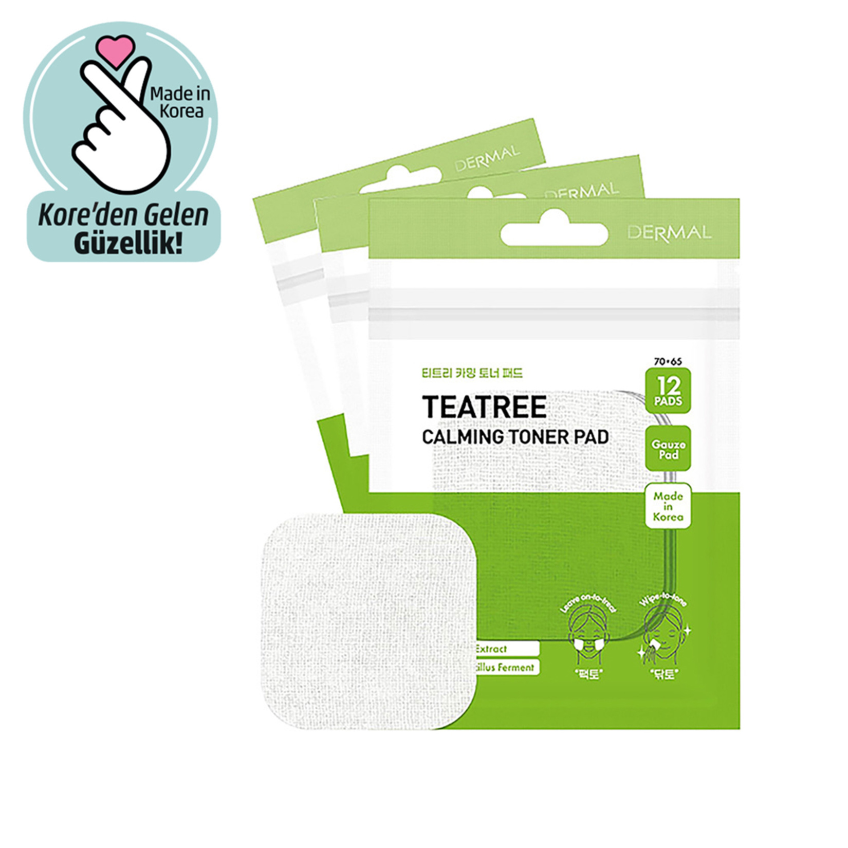 Dermal Teatree Calming Toner Cotton 12 Ped - Görsel 1