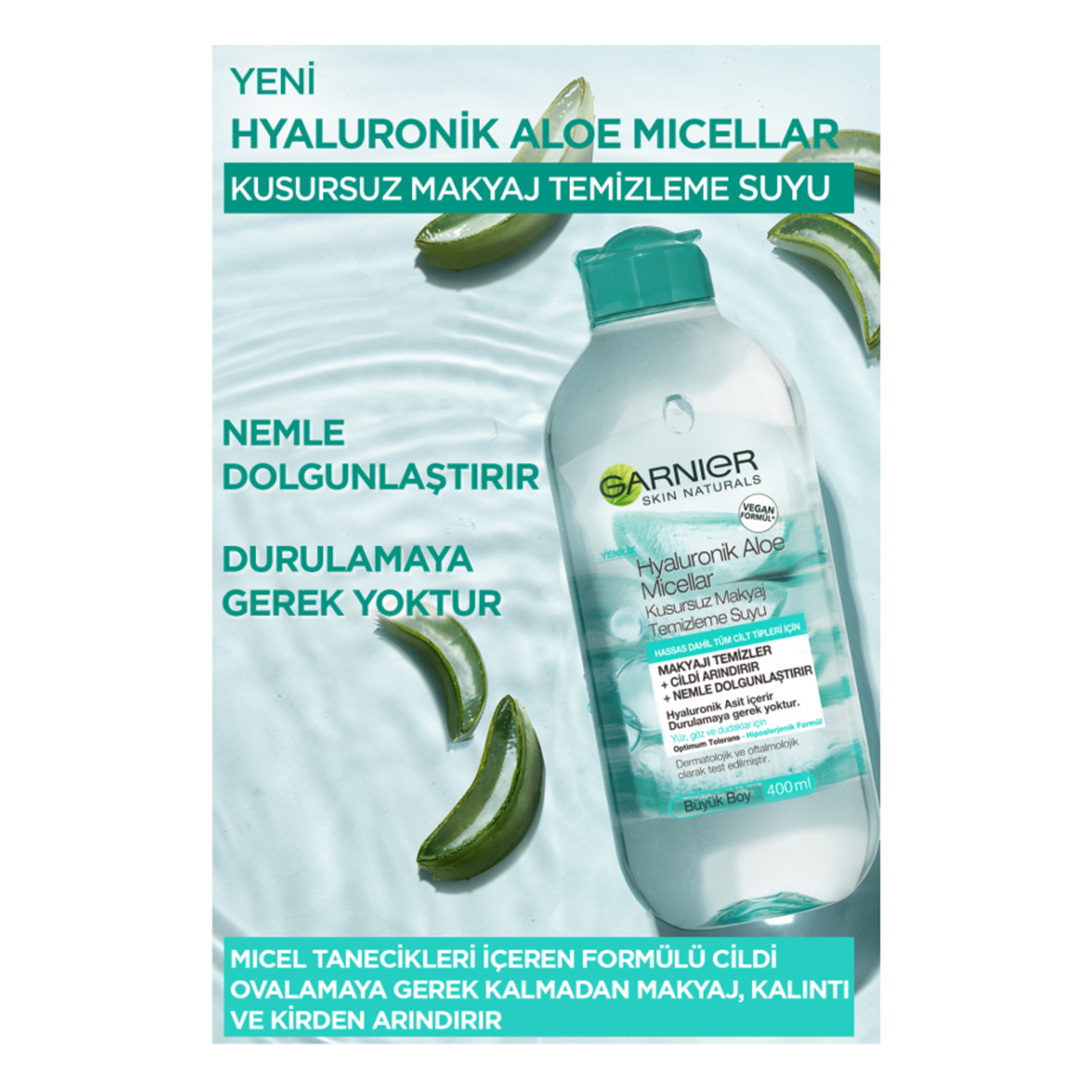 Garnier Hyaluronik Aloe Micellar Kusursuz Makyaj Temizleme Suyu 400ML - Görsel 3