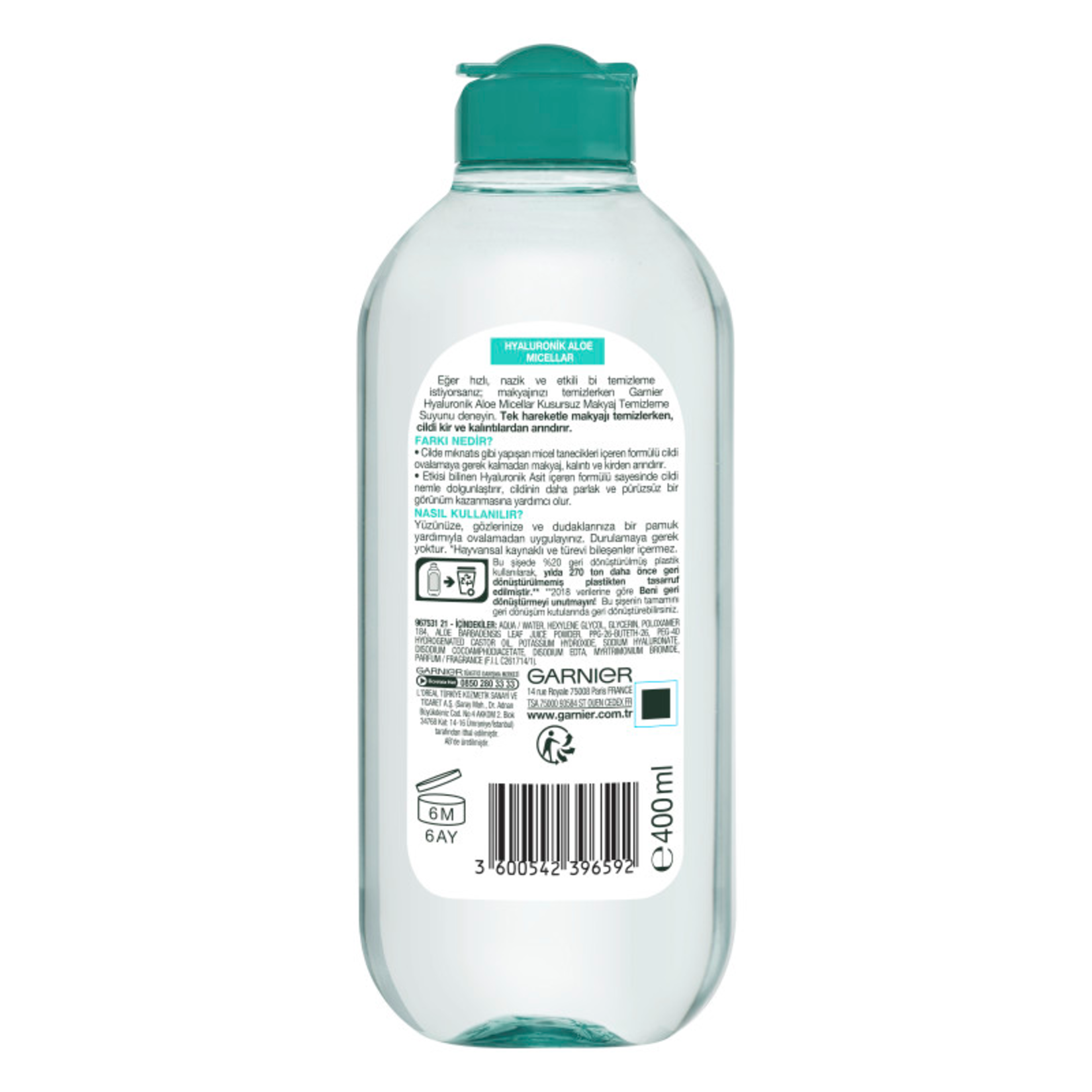 Garnier Hyaluronik Aloe Micellar Kusursuz Makyaj Temizleme Suyu 400ML - Görsel 2