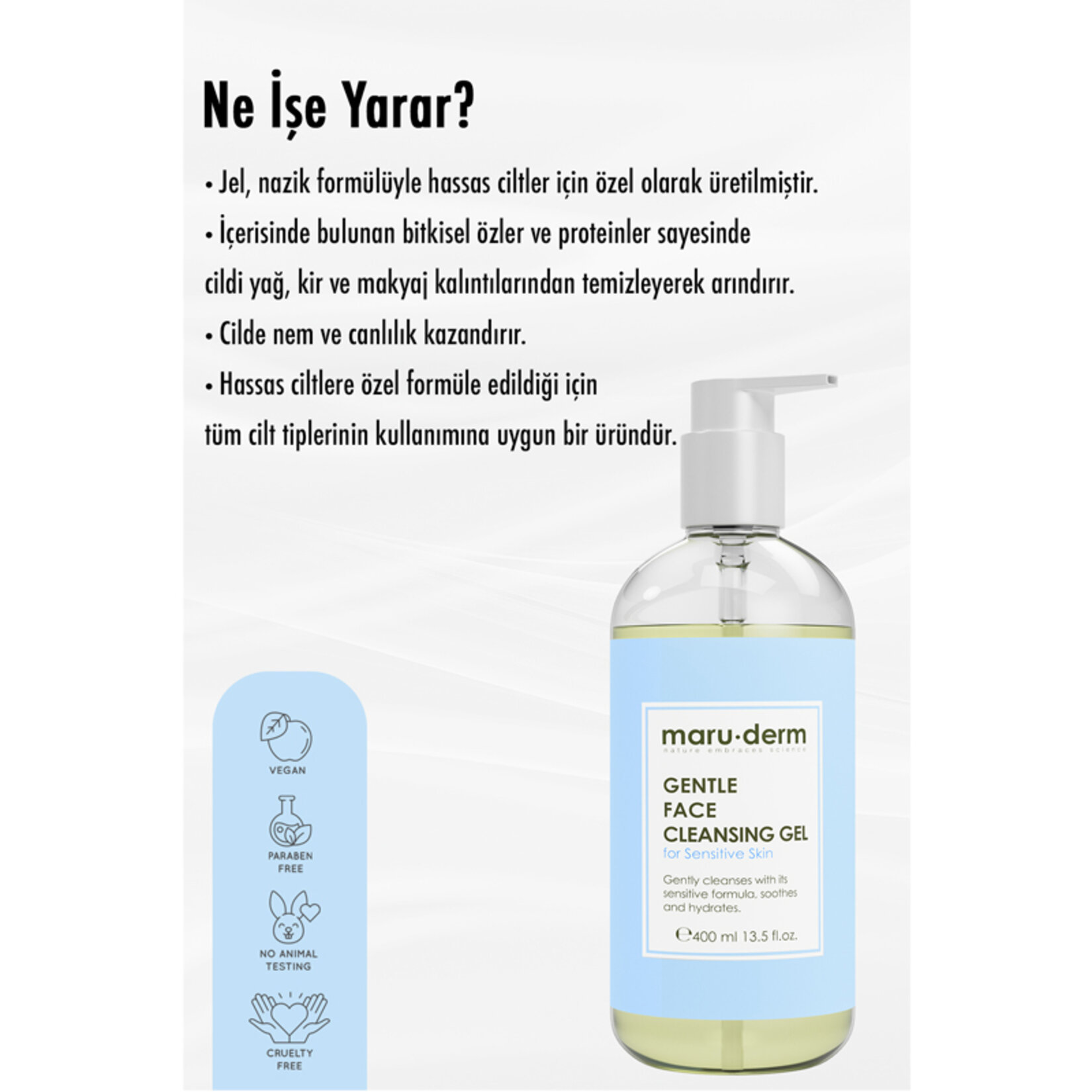 Maruderm Hassas Ciltler İçin Yüz Yıkama Jeli 400Ml - Görsel 4