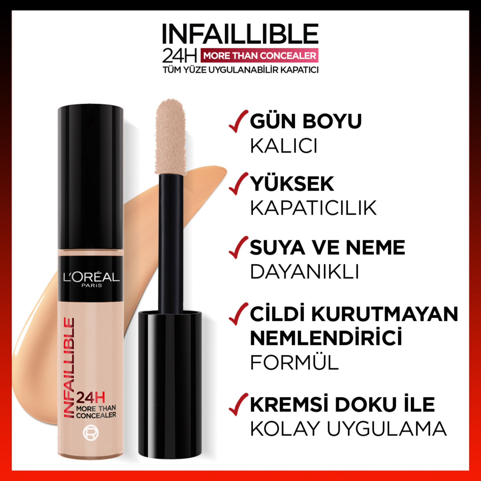 L'Oréal Paris Infaillible 24H Tüm Yüze Uygulanabilir Kapatıcı - 322 Ivory - Görsel 4