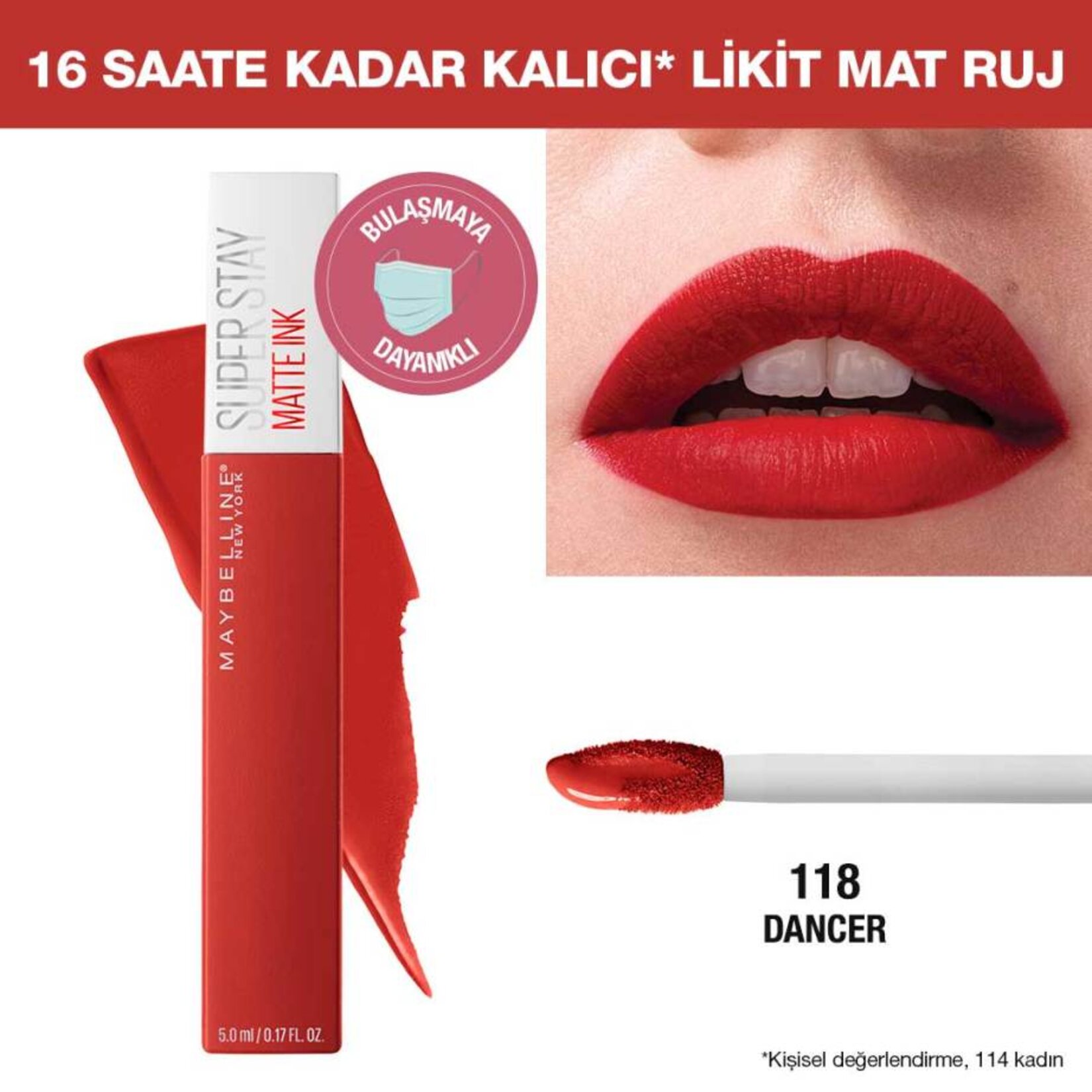 Maybelline New York Super Stay Matte Ink Likit Mat Ruj - 118 Dancer - Kiremit Kırmızı - Görsel 5