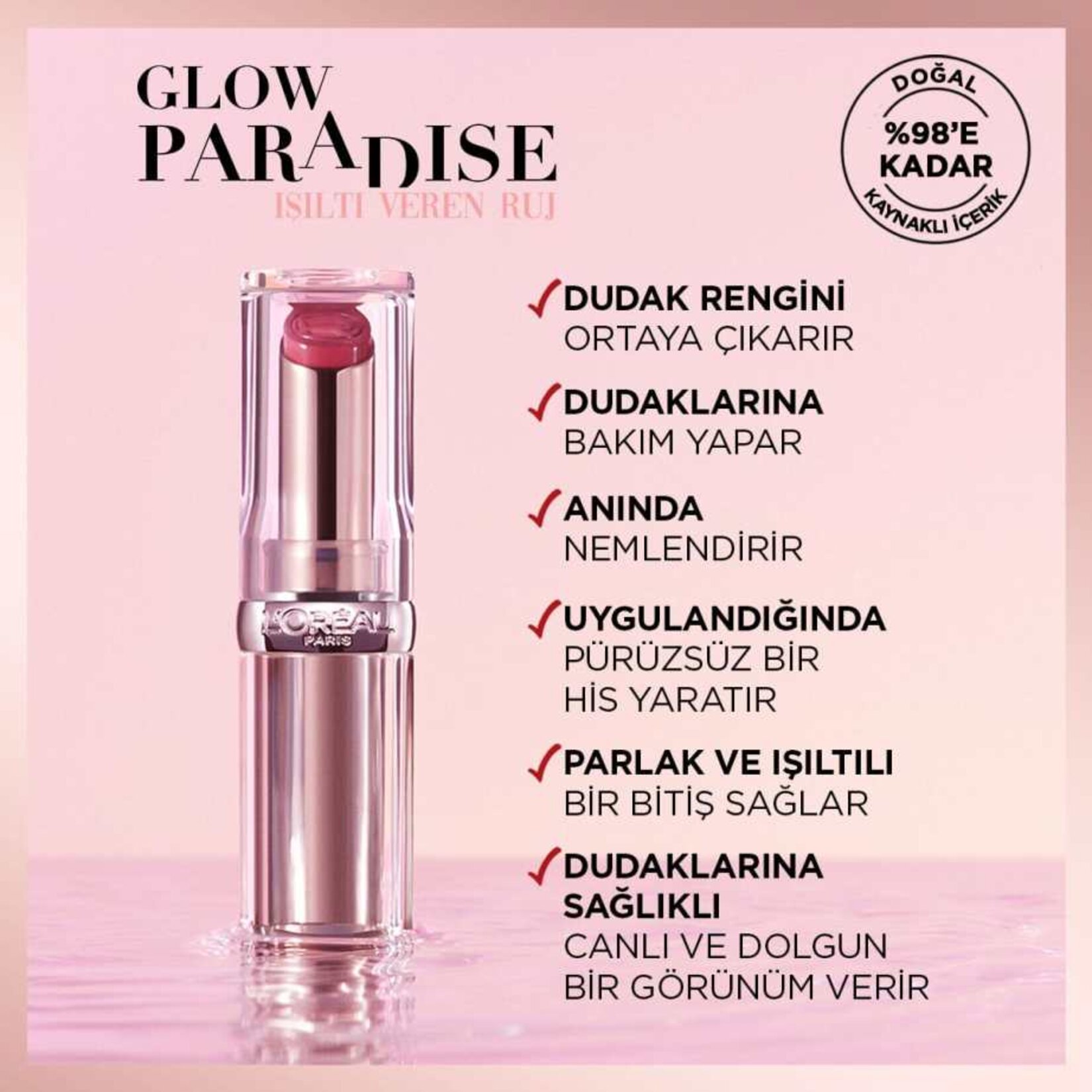 L'Oréal Paris Glow Paradise Balm-in-Lipstick - Işıltı Veren Ruj 191 Nude Heaven - Görsel 4