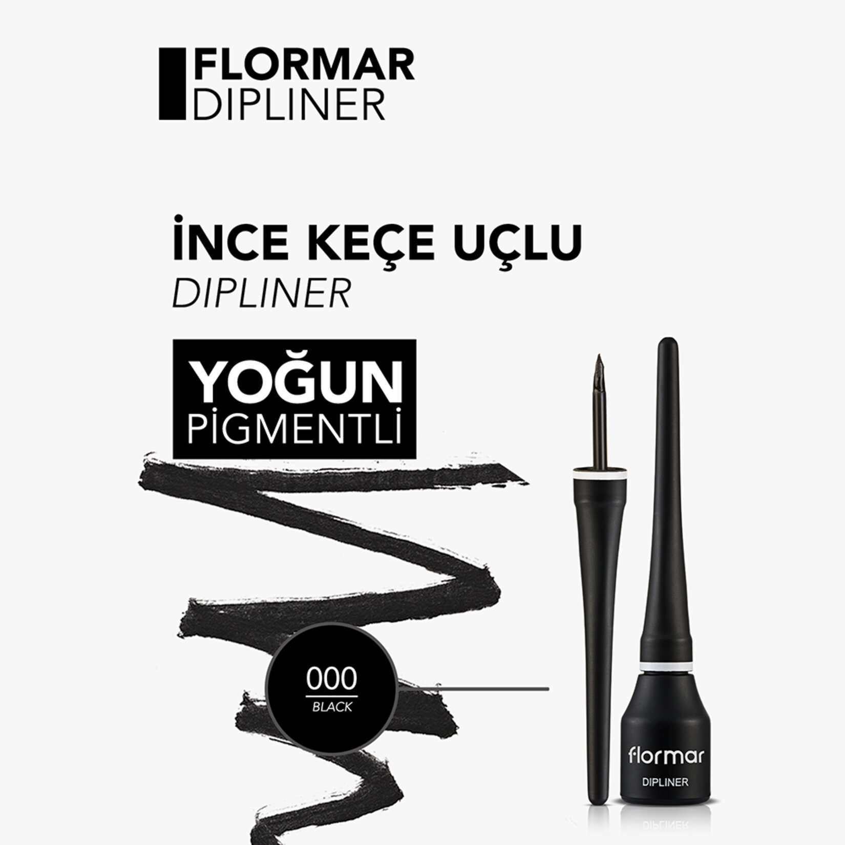 Flormar Yoğun Pigmentli ve Kremsi Dokulu Yarı Mat Dipliner - 000 Black - Görsel 4