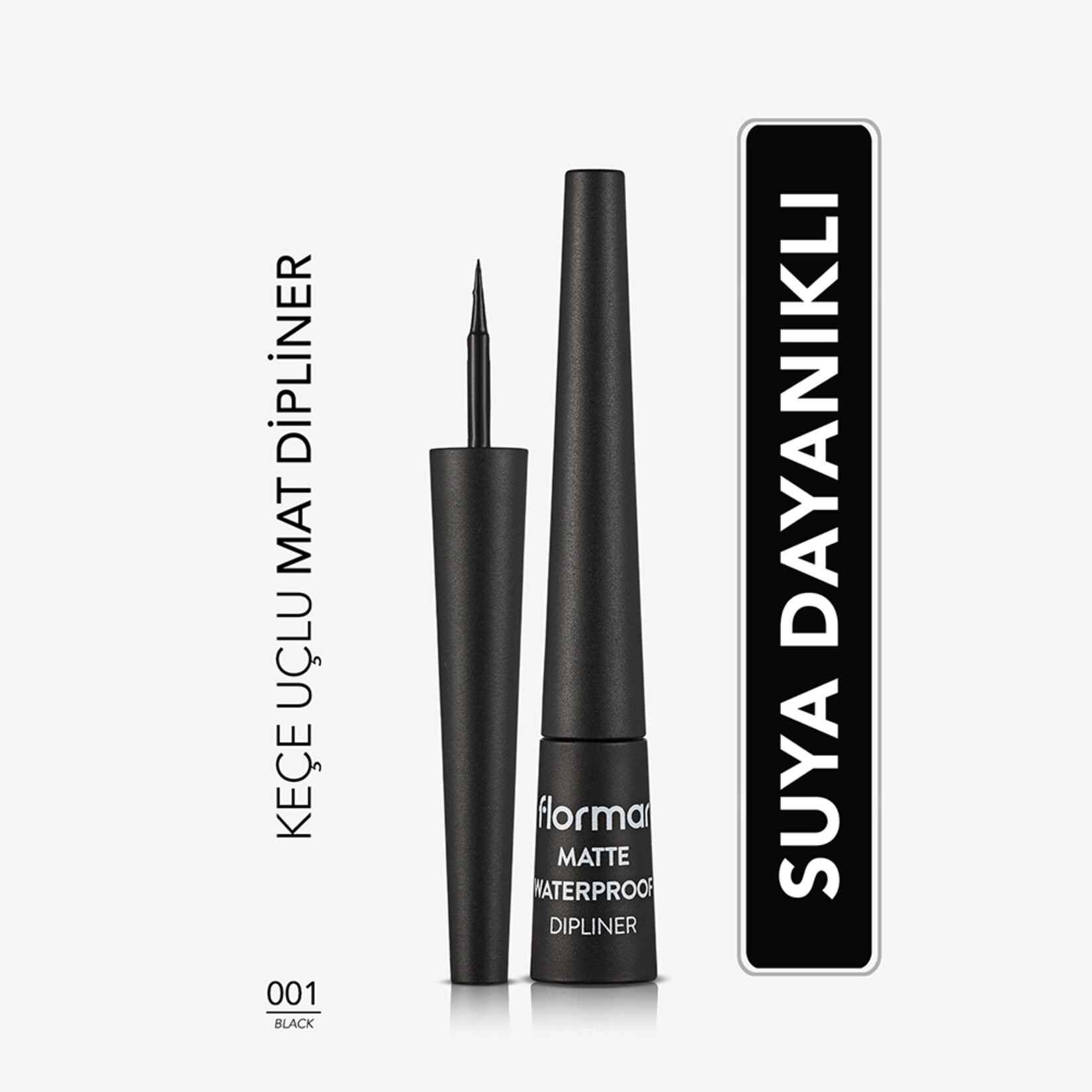Flormar Sudan Etkilenmeyen Yoğun Pigmentli Mat Dipliner - 001 Black - Görsel 3