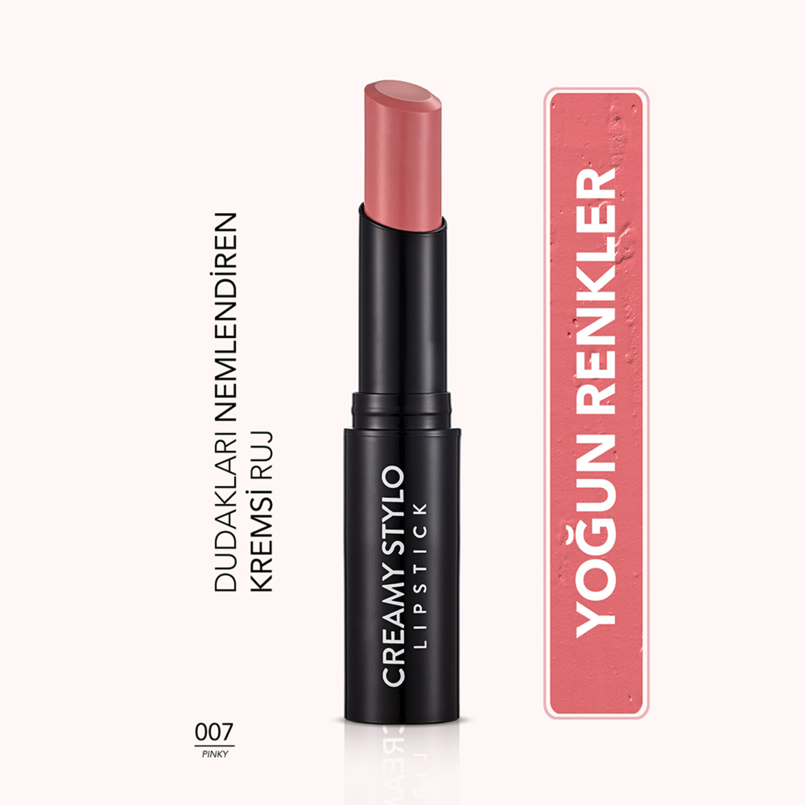 Flormar Creamy Stylo Yoğun Renk Veren Yarı Parlak Stick Stick Ruj - 007 Pinky - Görsel 2