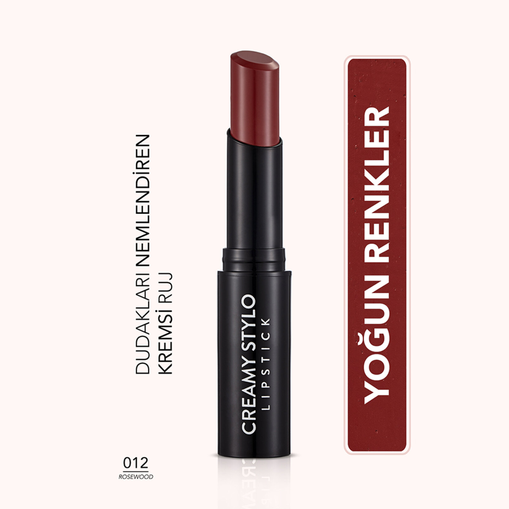 Flormar Creamy Stylo Yoğun Renk Veren Yarı Parlak Stick Stick Ruj - 012 Rosewood - Görsel 2