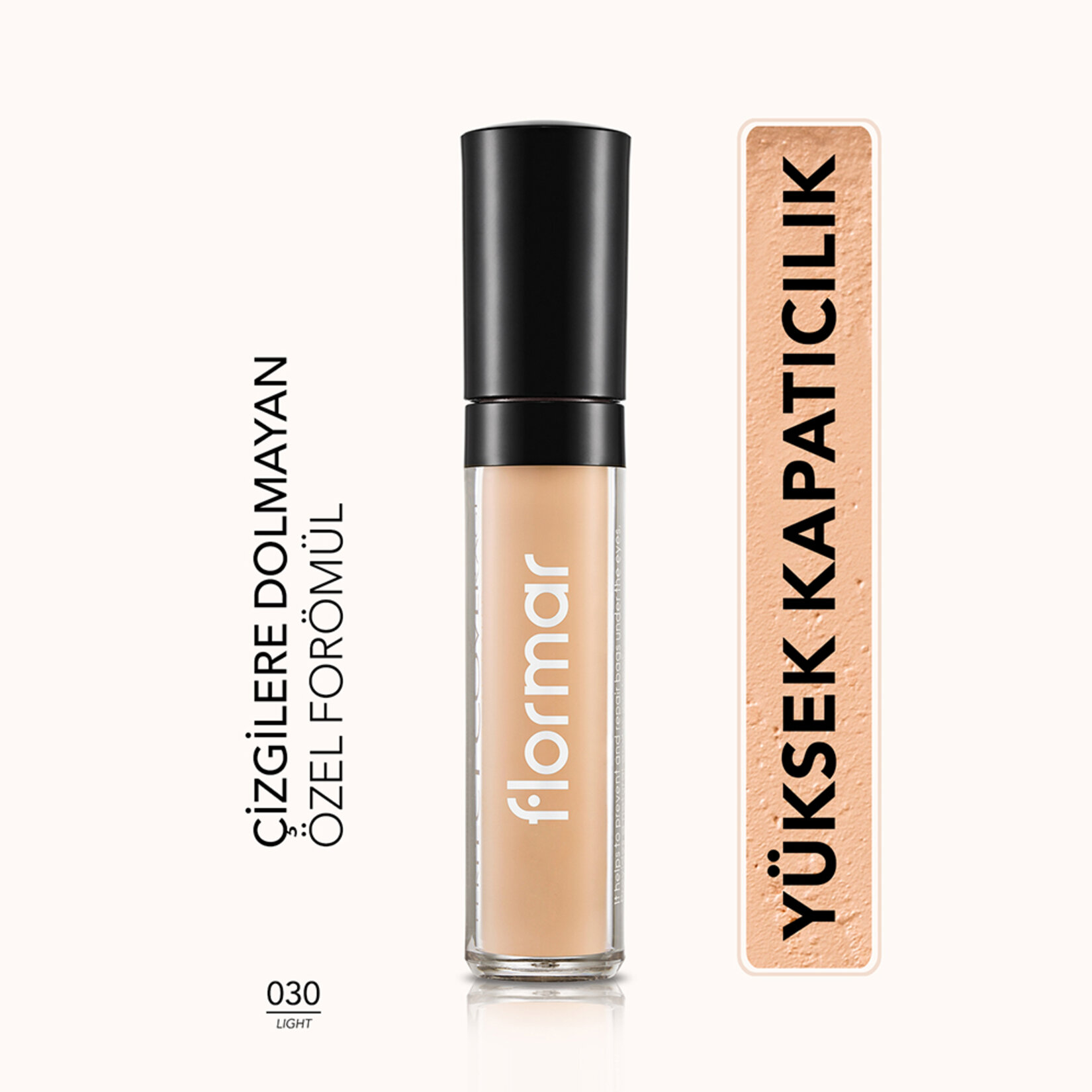 Flormar Perfect Coverage İnce Yapılı ve Doğal Bitişli Likit Kapatıcı - 030 Light - Görsel 2