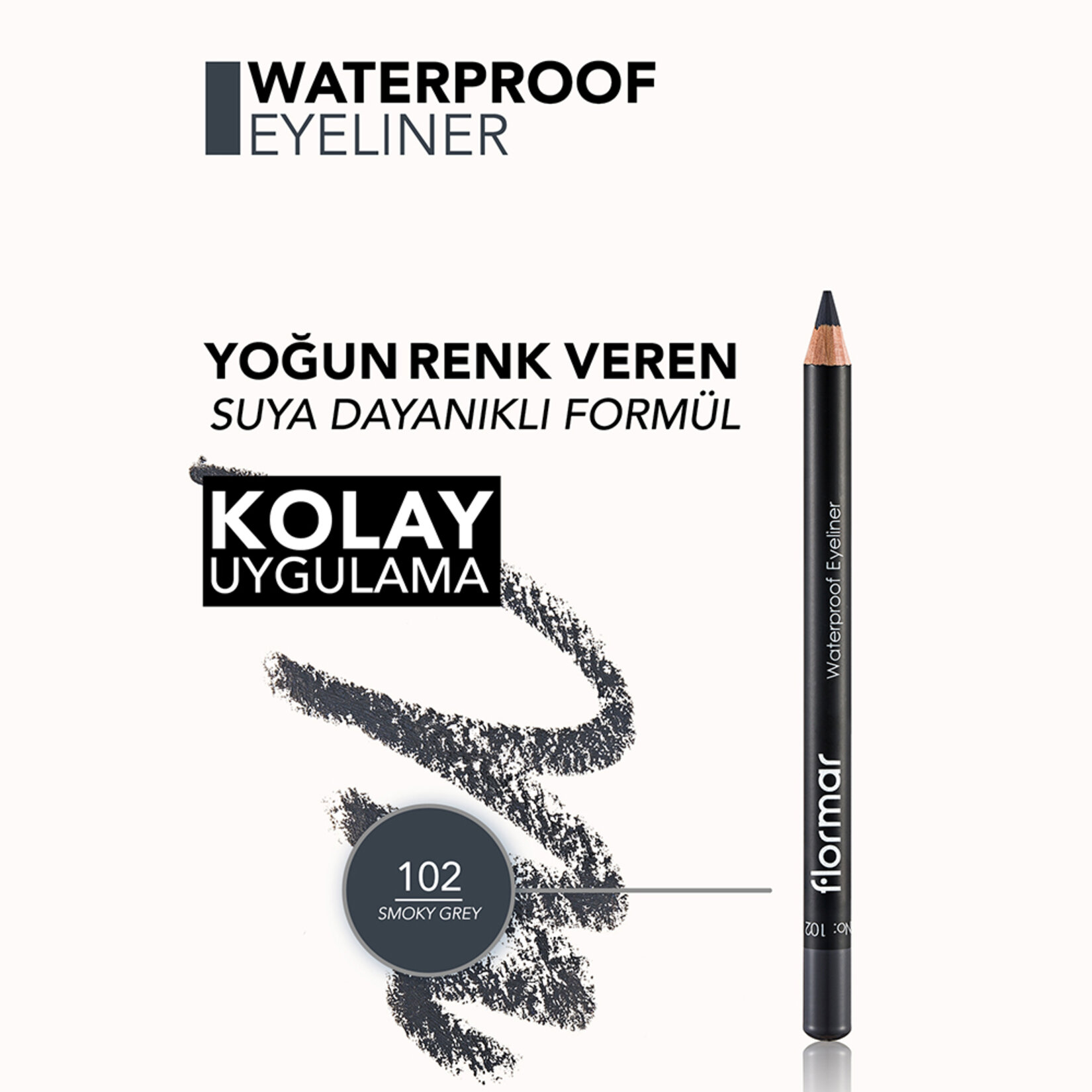 Flormar Sudan Etkilenmeyen Yoğun Pigmentli Mat Göz Kalemi - 102 Smoky Green - Görsel 5