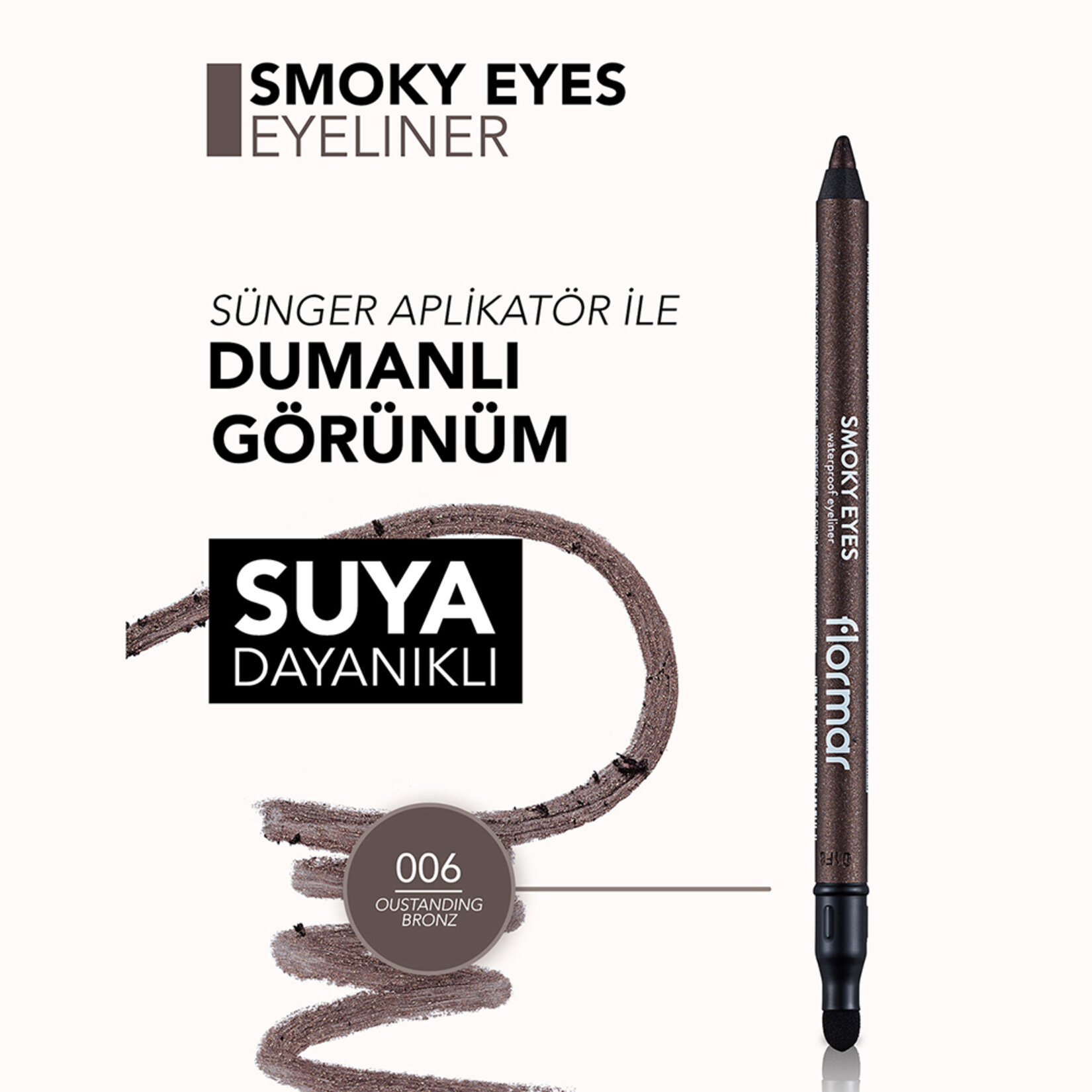 Flormar Smoky Eyes Gölgelendirici Aplikatörlü Göz Kalemi - 006 Oustanding Bronz - Görsel 5