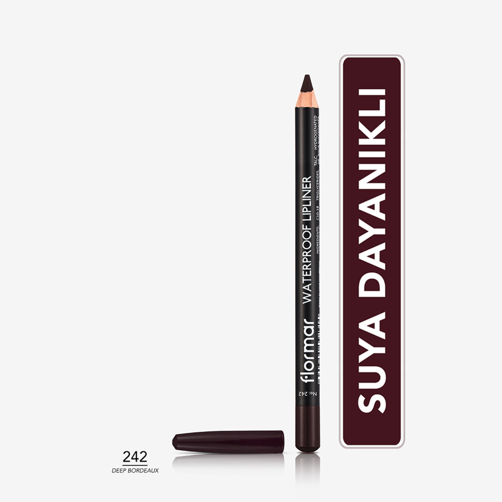 Flormar Sudan Etkilenmeyen Yoğun Pigmentli Mat Dudak Kalemi - 242 Deep Bordeaux - Görsel 2