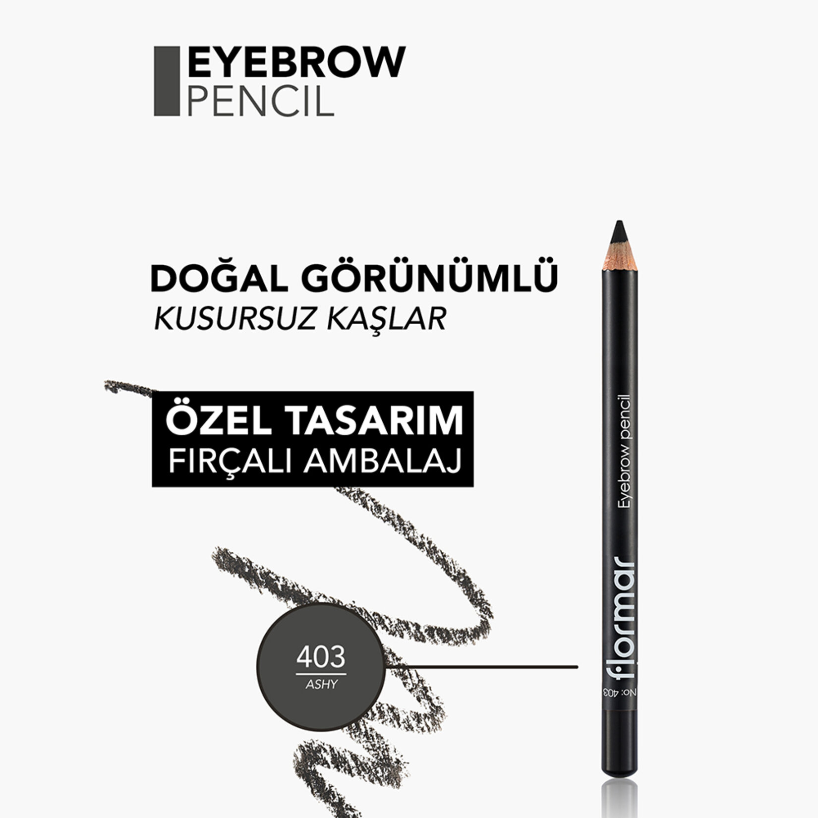 Flormar Doğal Görünüm Veren Fırçalı Kaş Kalemi - 403 Ashy - Görsel 5